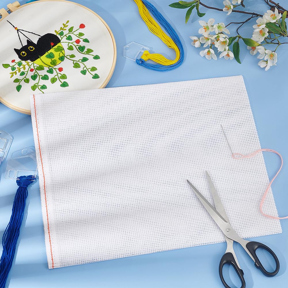 BENECREAT 10-Pack 12x39 Inch White Aida Cross Stitch Fabric - Premium Embroidery Cloth for Floss & Yarn Knitting - Perfect for DIY Projects, Home Decor, and Handmade Gifts