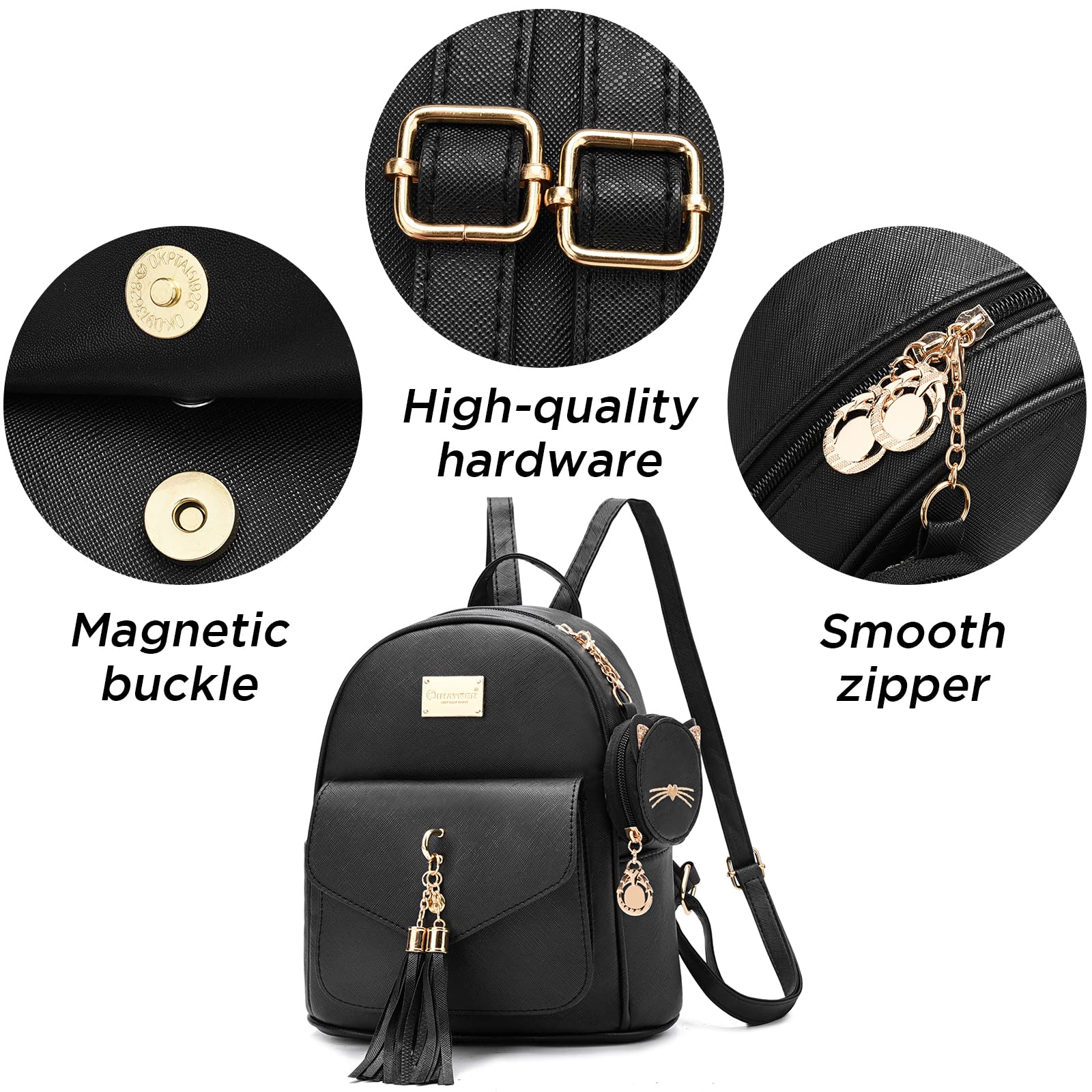 **IHAYNER Girls Fashion Backpack - Mini Leather Purse Backpack for Women & Teen Girls with Coin Purse - Stylish School, Travel & Everyday Use**