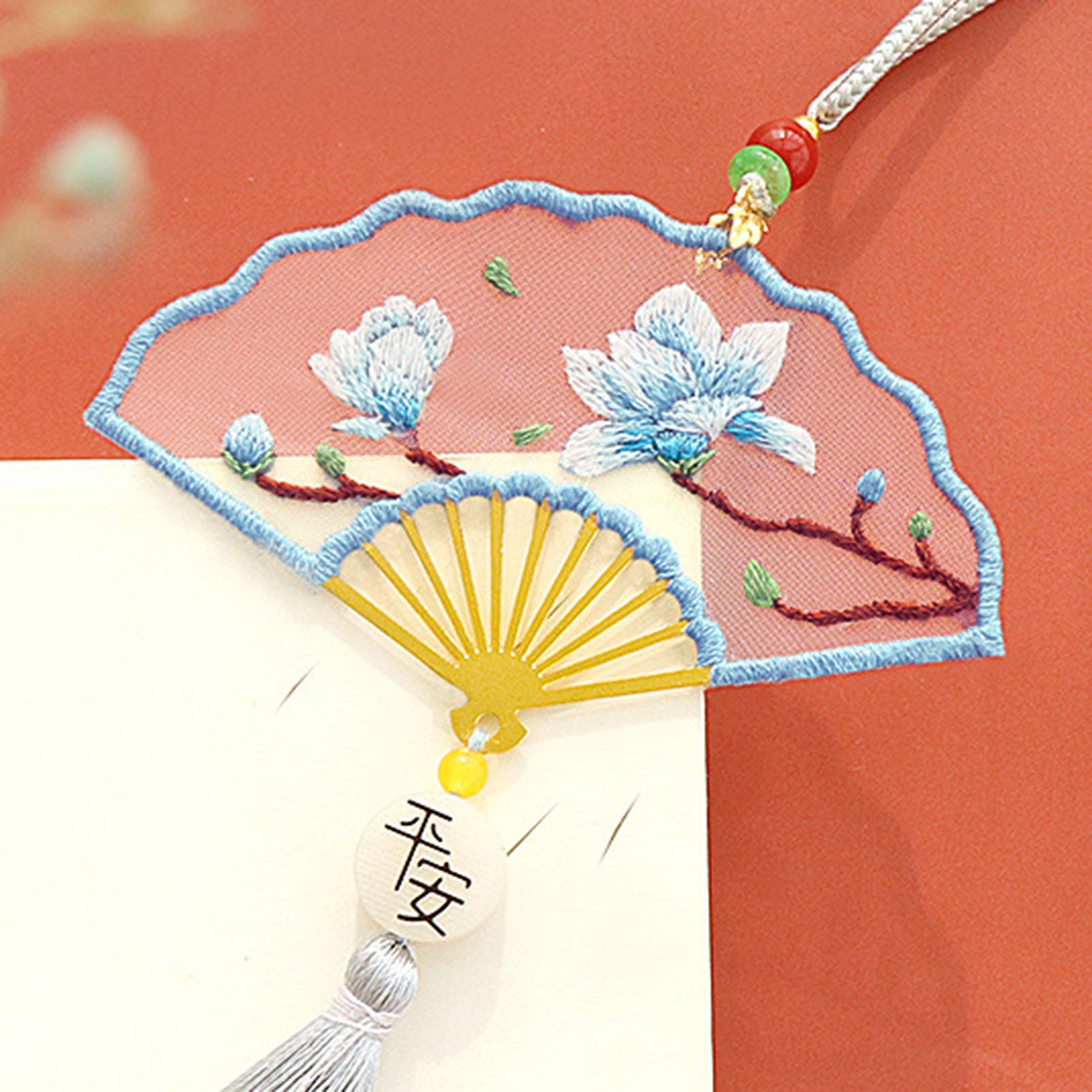 Beginner Embroidery Kit with Pattern - DIY Needlepoint Bookmark & Car Hanging Accessories, Craft Pendant Ornament Set #10 for Home Decor & Gift Giving