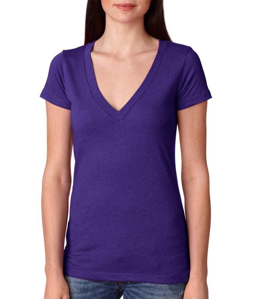 Next Level 6740 Triblend Deep V-Neck T-Shirt for Men - Soft Tri-Blend Fabric, Comfort Fit, Purple Rush, Small - Perfect for Casual Wear, Gym & Everyday Outfits