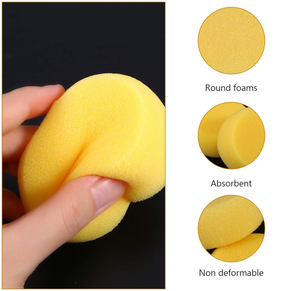 EXCEART 24-Piece Yellow Round Cake Sponge Painting Foam Pads - Large Artist Sponges for Pottery, Crafts & DIY Projects - Bulk Synthetic Sponges for Toddler Art & Book Binding