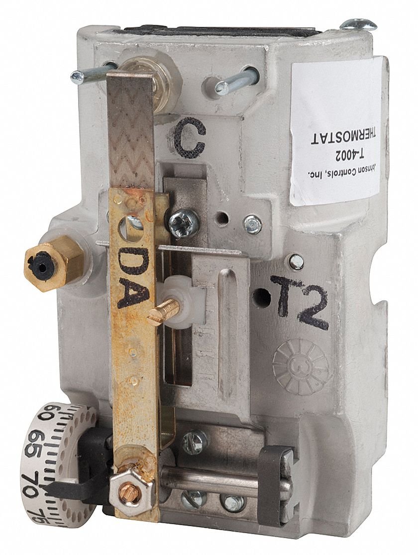 Johnson Controls T4002-201 Direct Acting Thermostat - High Volume Temperature Control for HVAC Systems | Horizontal Mount | Commercial & Residential Use