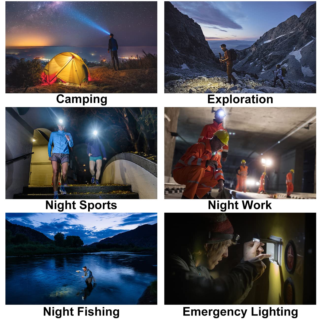 15000 Lumen USB Rechargeable LED Headlamp - 6 Light Modes, Waterproof, Brightest Headlight for Camping, Hiking, Construction Work & Outdoor Activities | Battery Powered Head Torch for Adults
