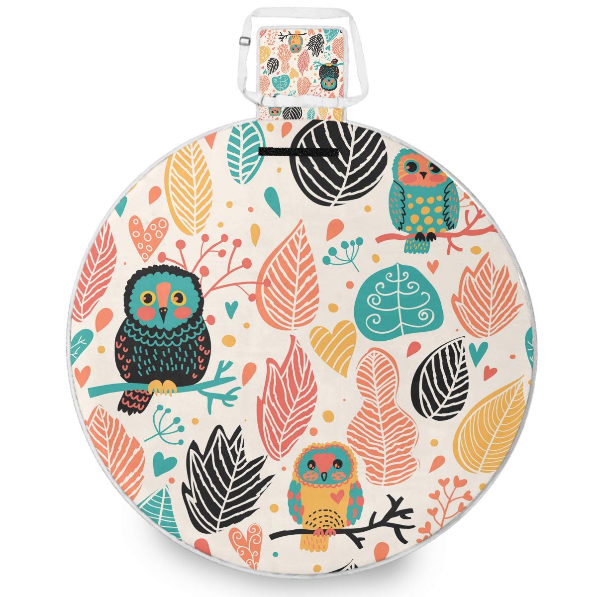 Emelivor Extra Large Waterproof Picnic Blanket - Vintage Floral Owl Design 3-Layer Beach Mat, Foldable Outdoor Blanket with Carry Tote for Beach, Camping, Park, Picnics, Concerts & Outdoor Adventures