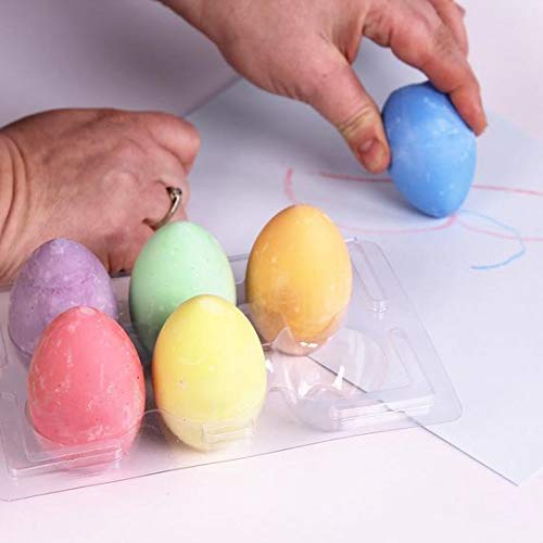 Colorful Easter Egg Shaped Sidewalk Chalk - 6 Piece Set for Kids Outdoor Play, Easter Egg Hunt & Spring Garden Decorations