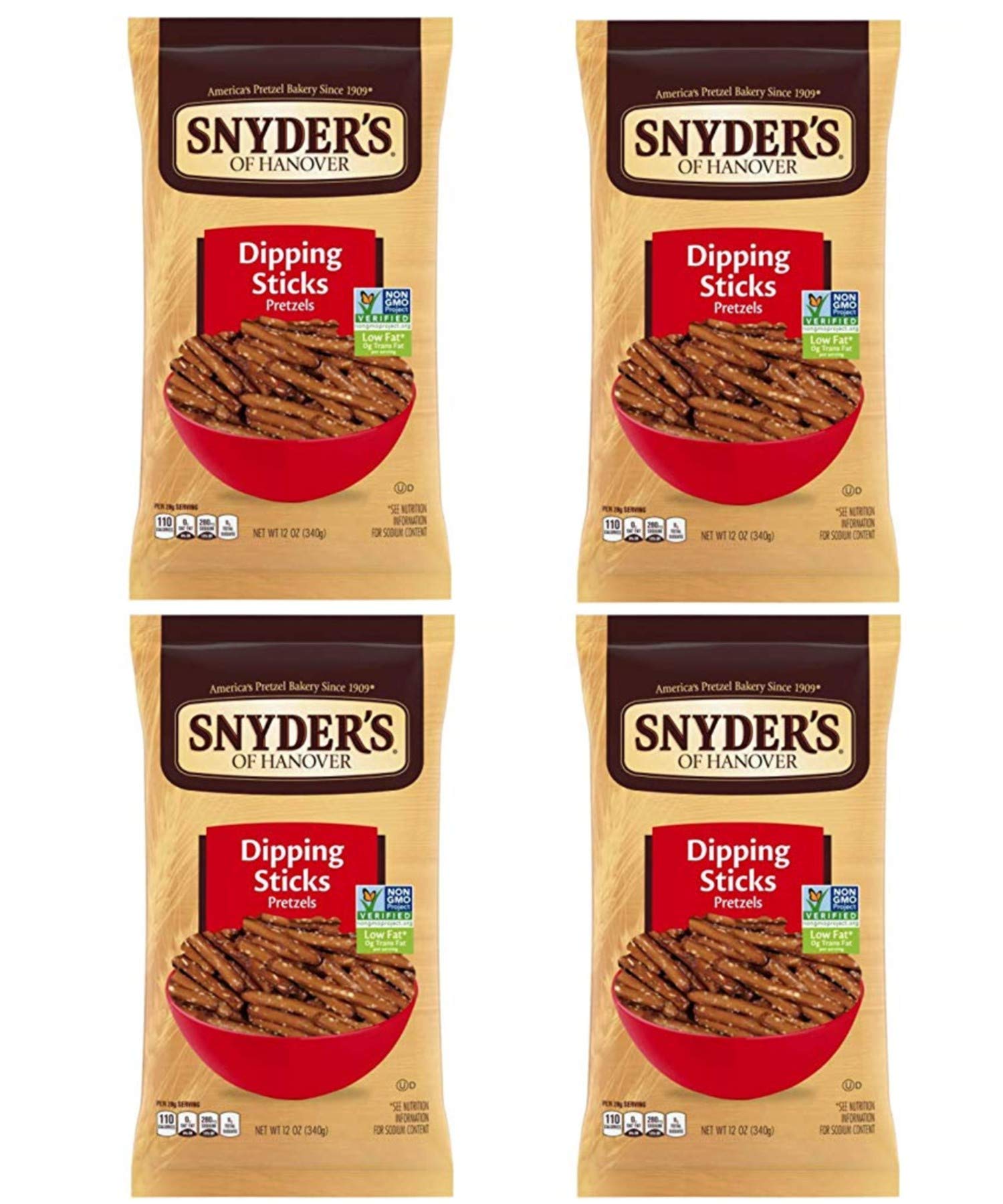 Snyder's Dipping Sticks Pretzel Snacks 12oz (4 Bags) - Perfect for Parties, Movie Nights & On-the-Go Snacking