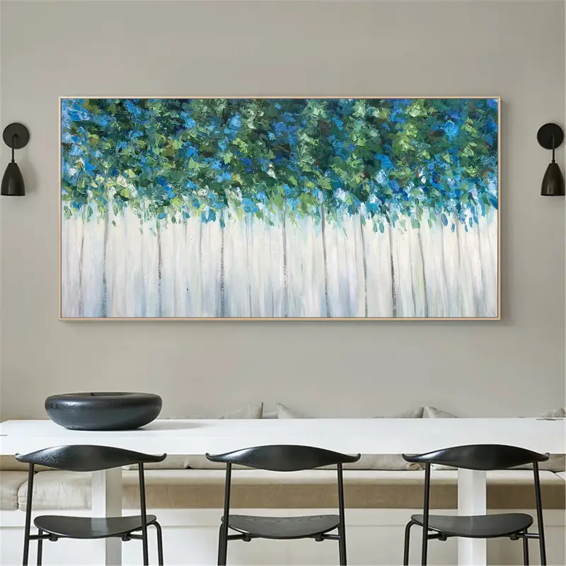 Beautiful Flower and Tree Painting #FT026 - Handmade Canvas Art for Home Decor, Living Room, Bedroom & Office Wall