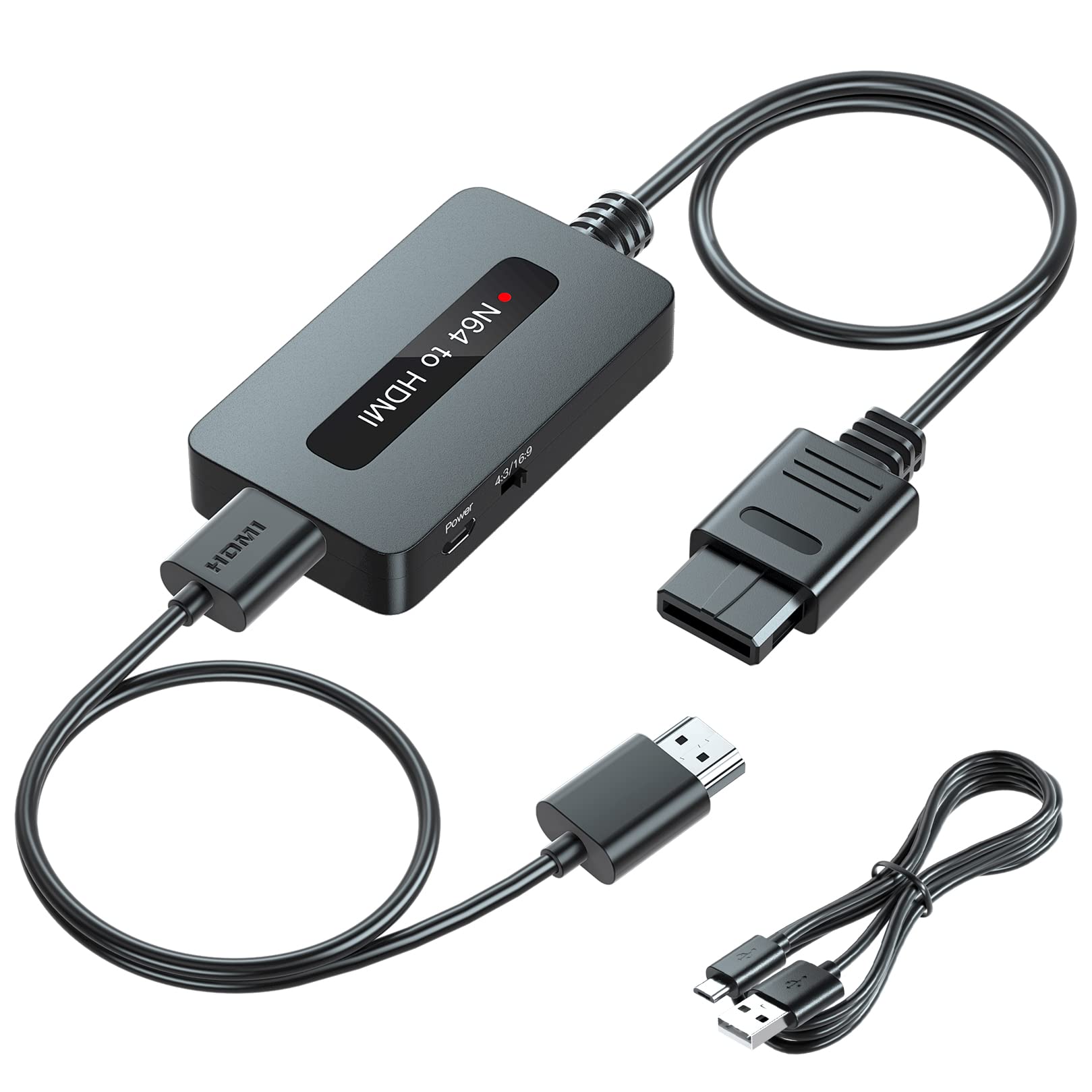 N64 to HDMI Converter with 4:3 & 16:9 Ratio Switch - Nintendo 64/SNES/NGC Compatible HDMI Adapter Cable for Classic Gaming on Modern TVs