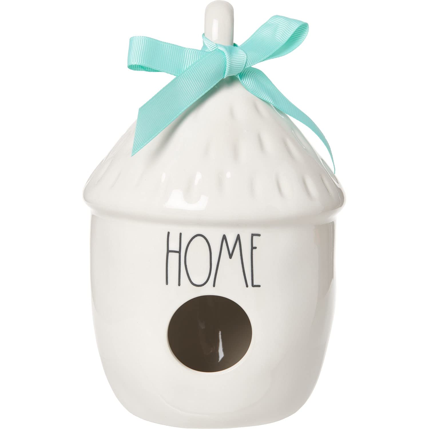 Rae Dunn HOME Ceramic Birdhouse - TIKI HOME Glazed Decorative Garden Birdhouse for Outdoor Patio, Yard & Garden Decor