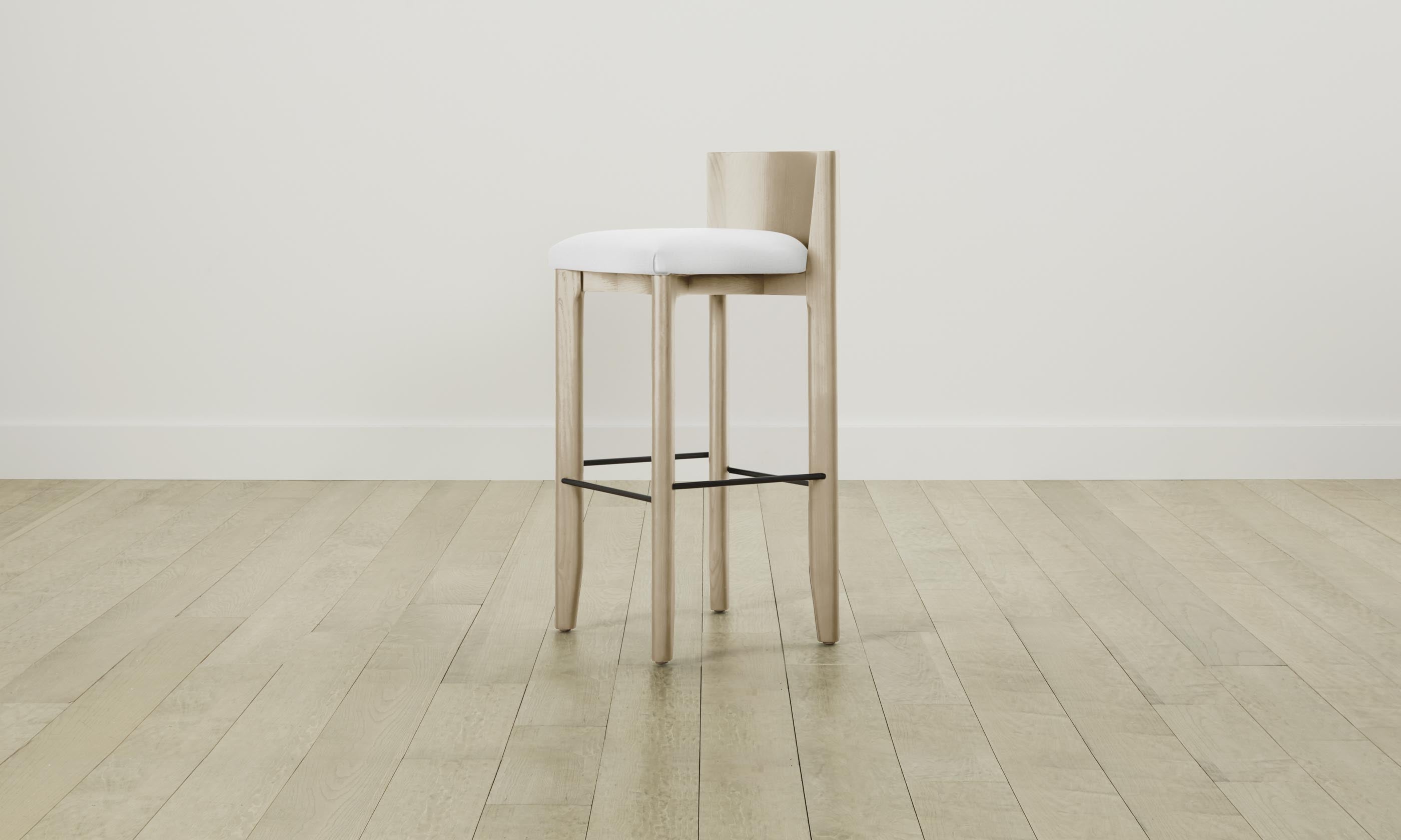 Premium Delancey Bar & Counter Stool - Performance Linen Weave in Pure White - Perfect for Kitchen Islands, Breakfast Bars & Modern Dining Areas