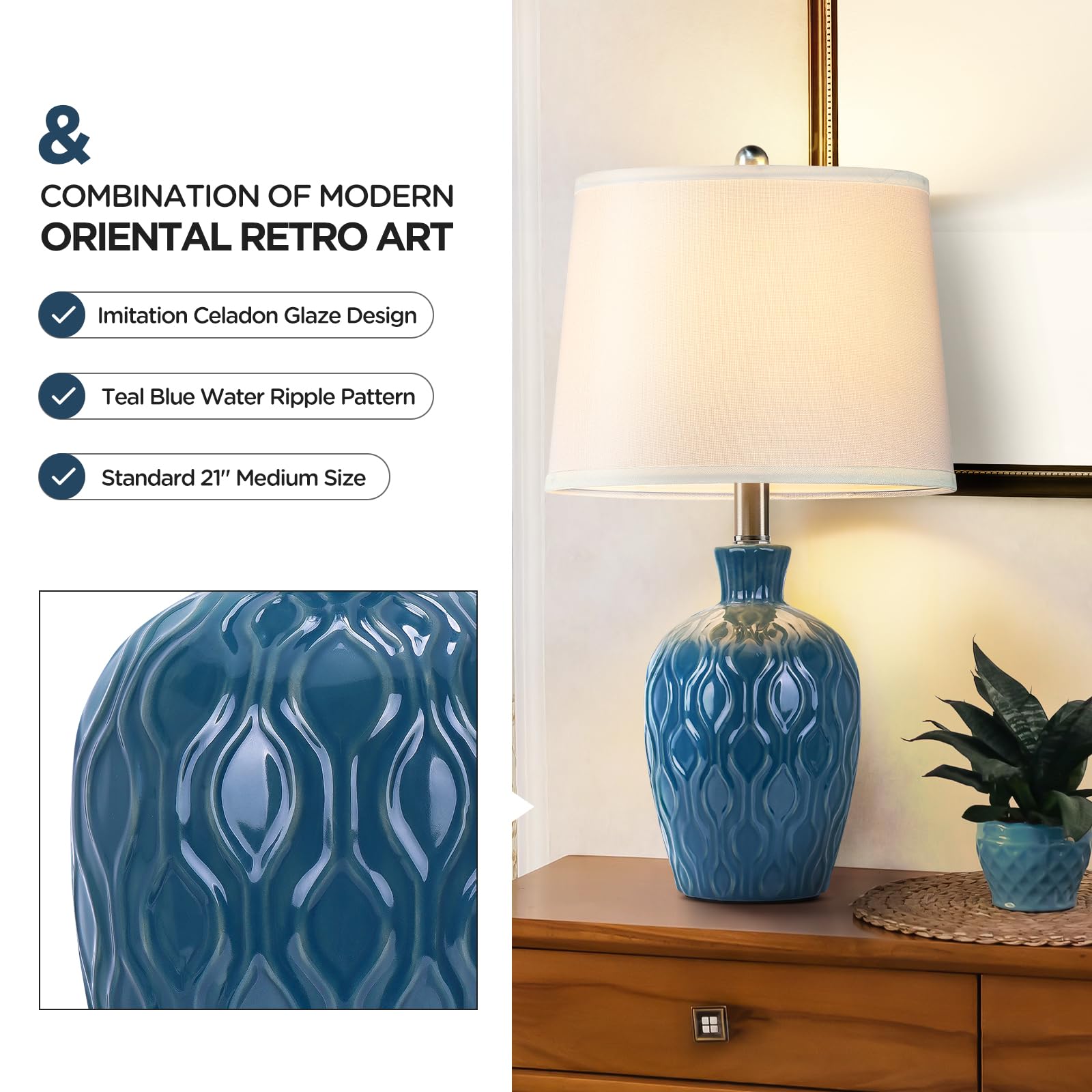 Vintage Ceramic Table Lamps Set of 2 - 21