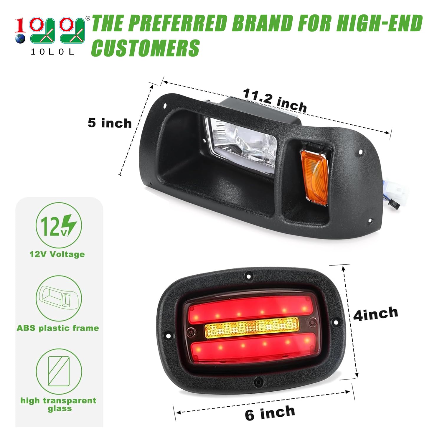 10L0L Golf Cart Light Kit for Club Car DS (12V-48V) - Super Bright LED Headlights, Tail Lights, Turn Signals & Brake System with Daytime Safety Mode - Perfect for Night Golfing & Neighborhood Cruising
