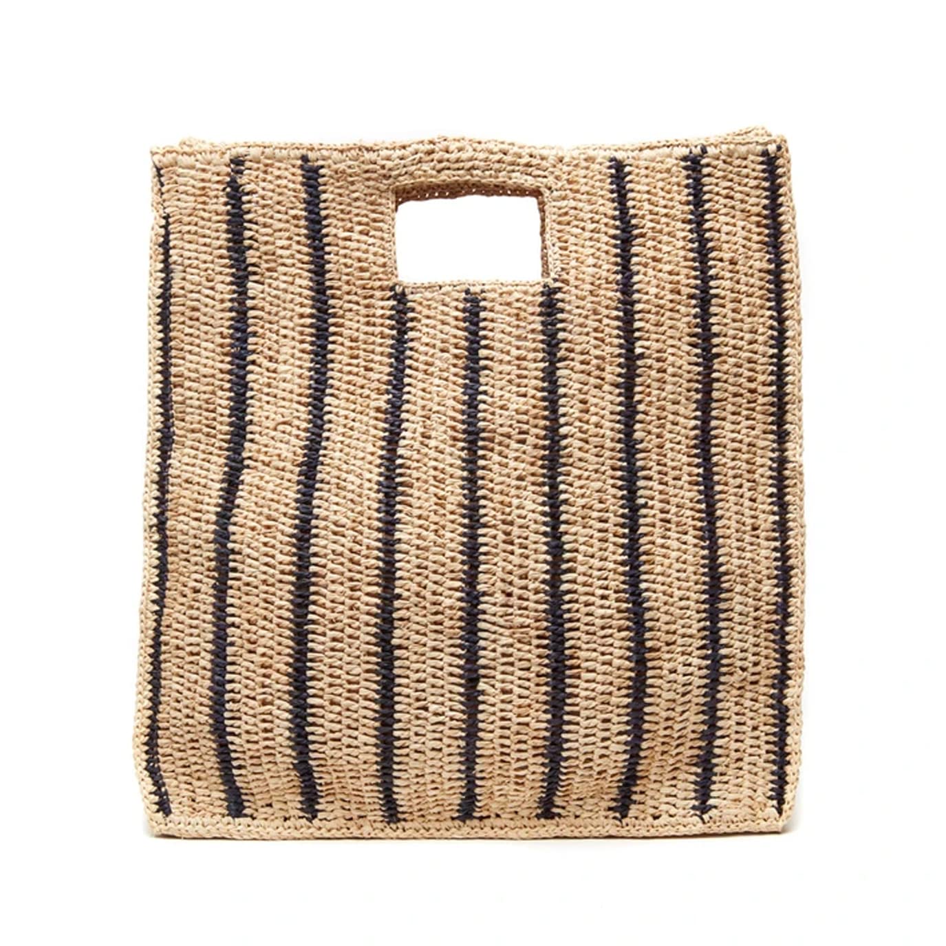 Mar Y Sol Veneto Striped Raffia Handheld Tote Straw Beach Bag for Women - Summer Vacation, Pool Party & Travel Accessories