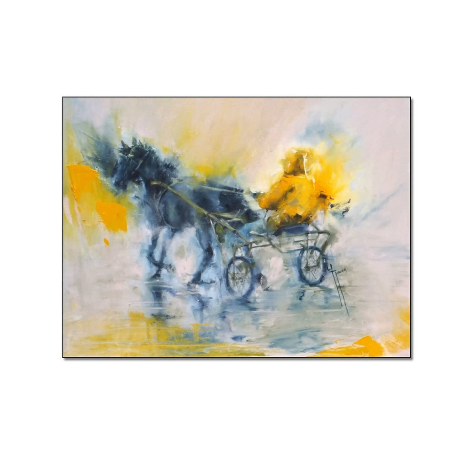 Impressionist Oil Painting Carriage Wall Art Print - 8x10 Inch (20x26cm) Vintage Poster with Frame - Home Decor for Living Room, Bedroom & Office