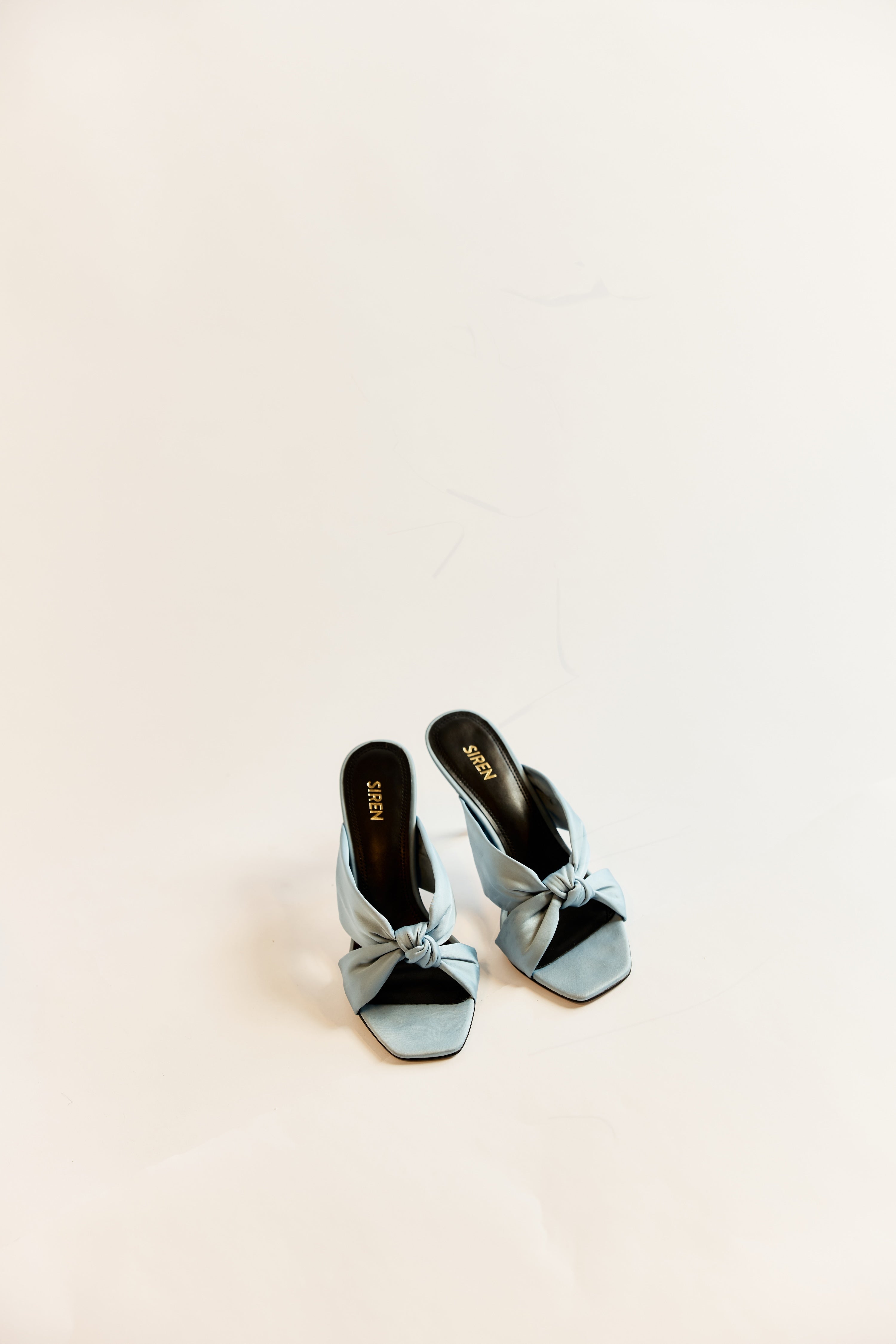 Nicola Blue Satin Knot Mules - Women's Comfortable Slip-On Shoes for Casual Wear, Office & Special Occasions