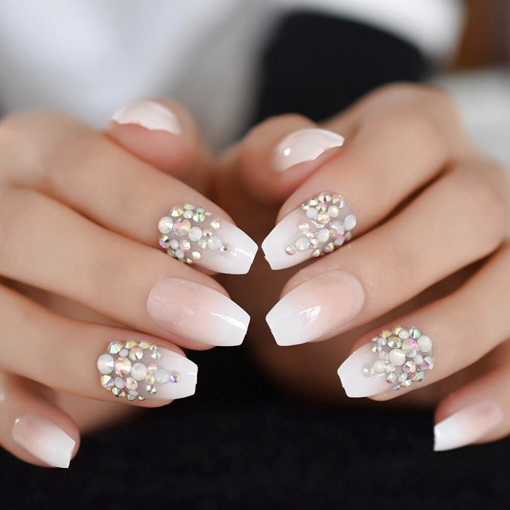 3D AB Press on Nails Extra Long Stiletto Fake Nails - Pointed False Nail Tips for Women (L5055) | Perfect for Parties, Weddings & Special Occasions