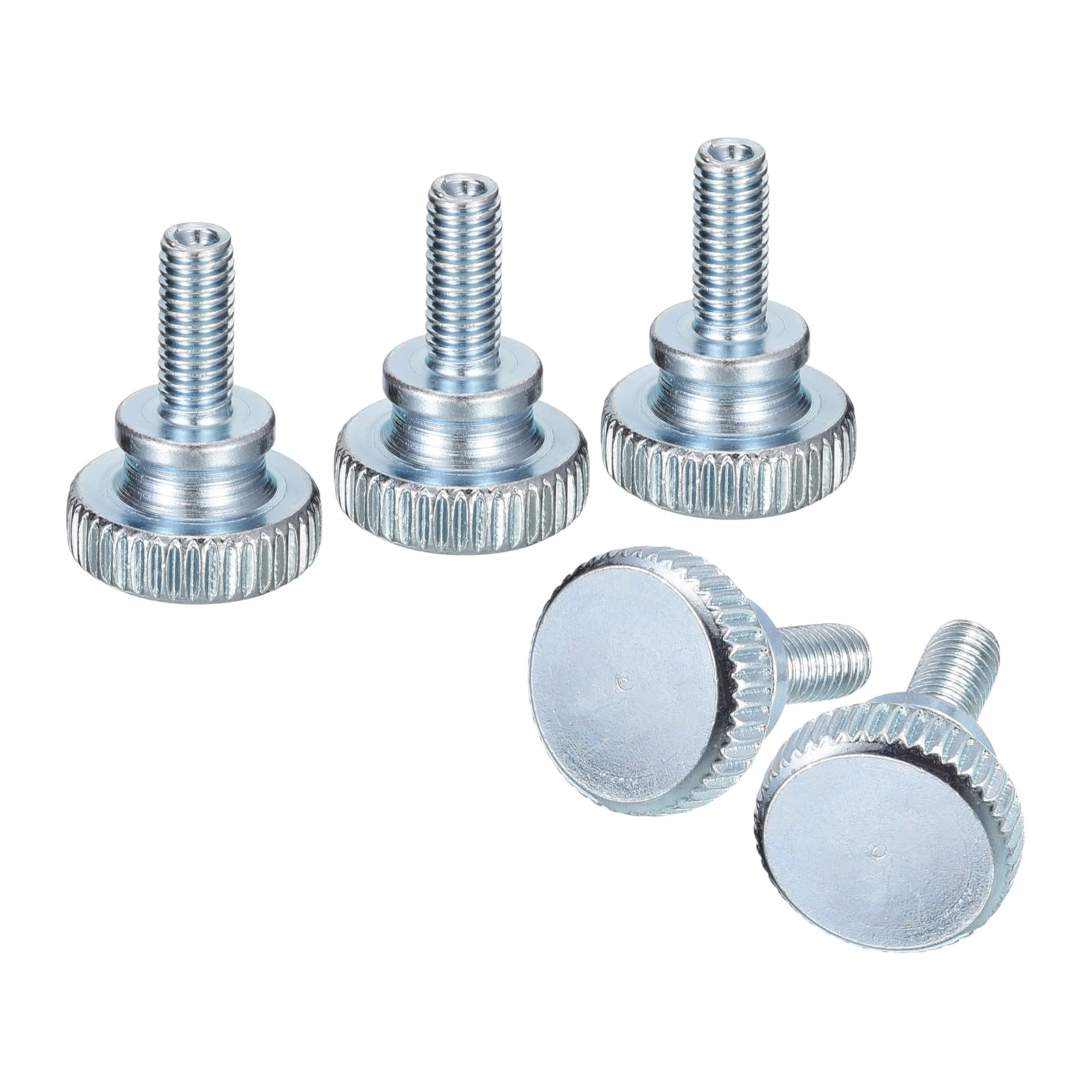 uxcell M5x12mm 碳钢镀锌滚花平头拇指螺丝，15pcs 全螺纹紧固件，适用于电子设备、家具组装、DIY项目