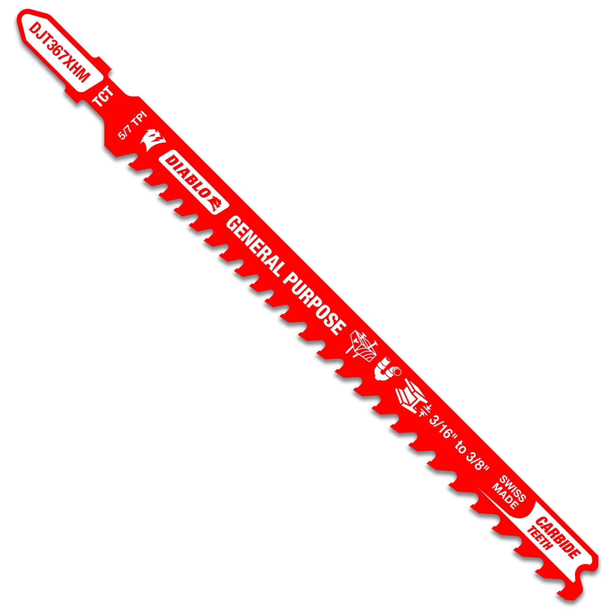 Diablo DJT367XHM 5-1/4 Inch 5/7 TPI Carbide T-Shank Jigsaw Blades - Premium Wood & Metal Cutting Blades for DIY Projects, Home Renovation & Professional Use