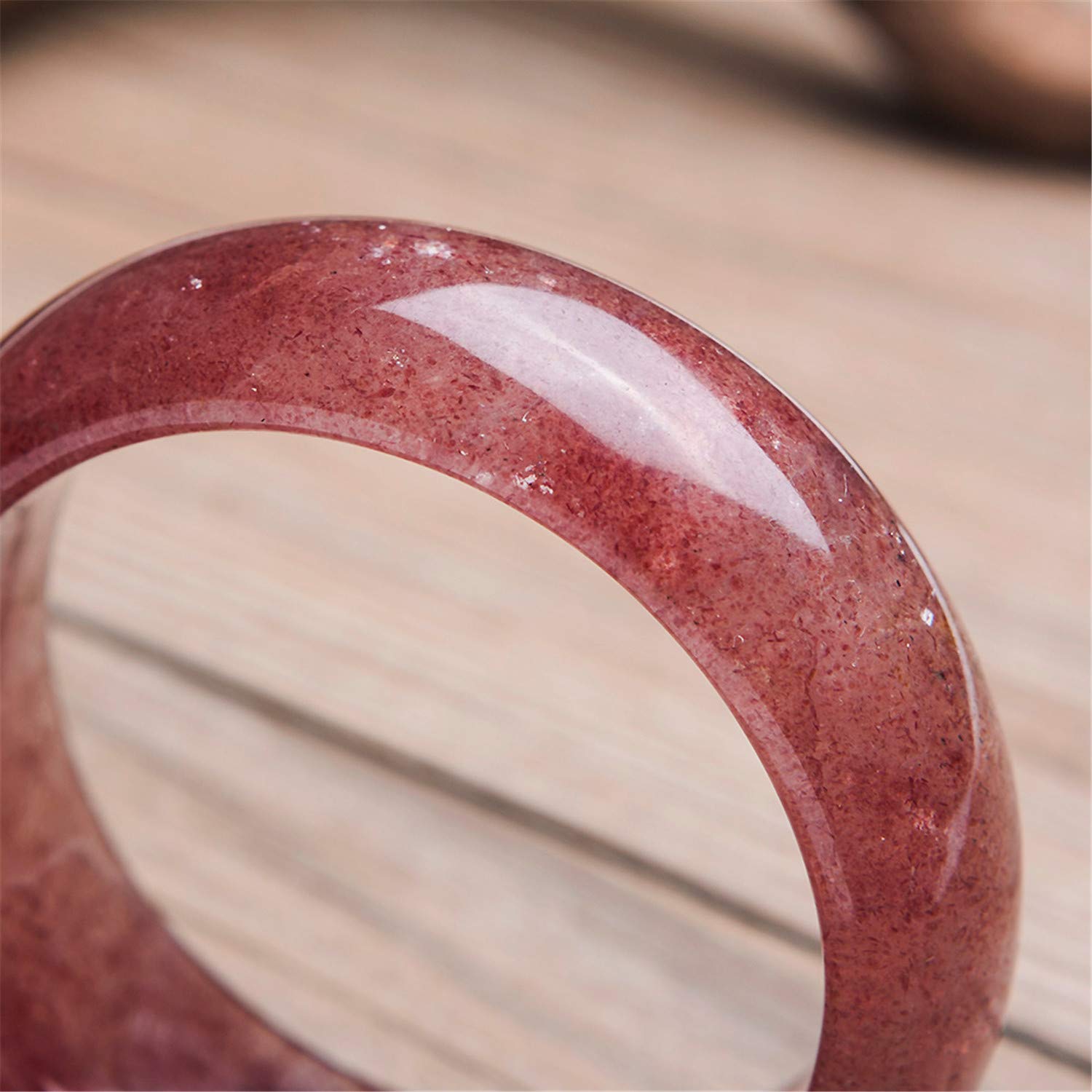 Genuine Natural Red Strawberry Quartz Crystal Clear Round Women's Bangle Bracelet - 53mm AAAA Grade for Healing, Meditation & Fashion Jewelry