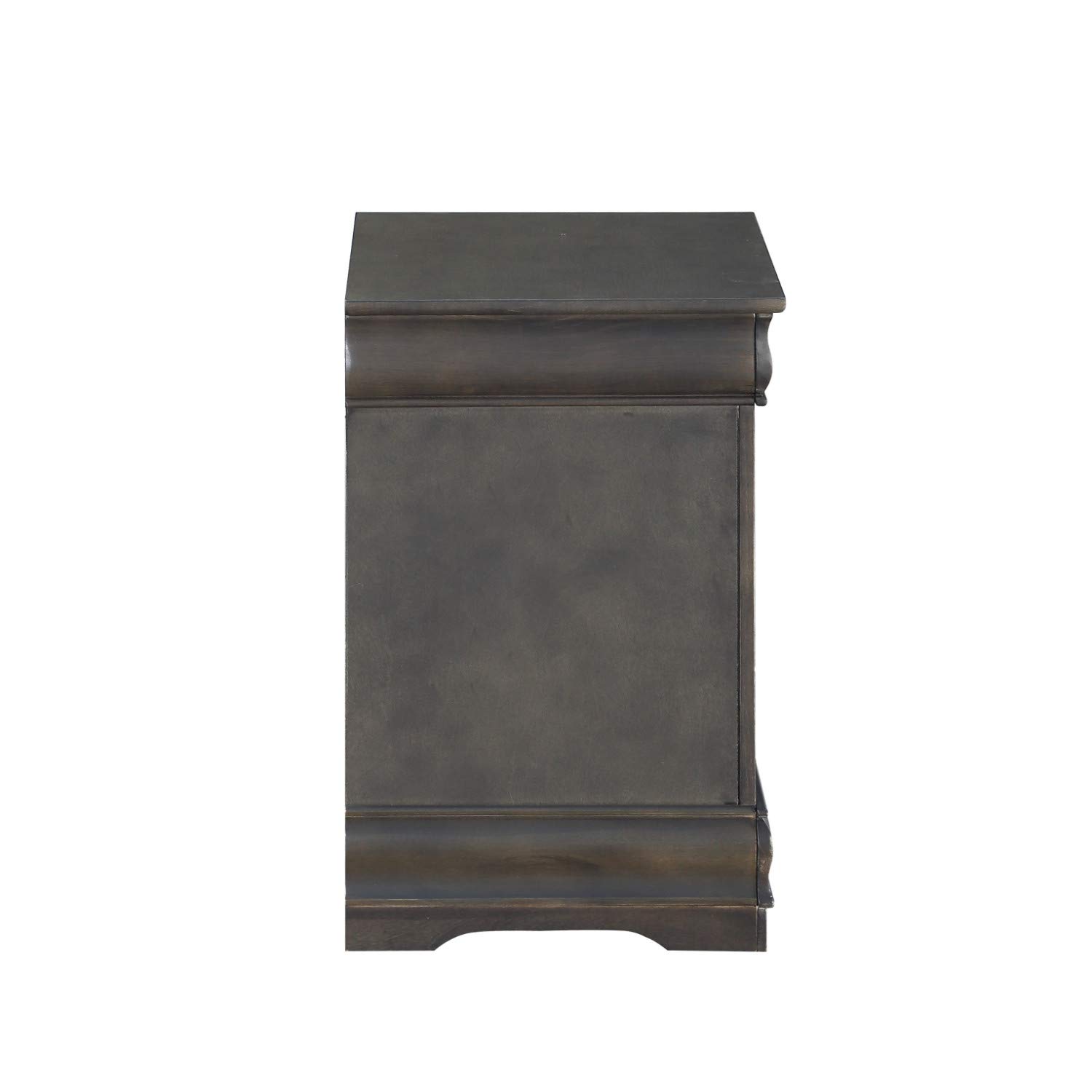 Benjara Gray Wooden Nightstand with 2 Drawers & Metal Handles - Modern Bedside Table for Bedroom, Living Room, or Guest Room