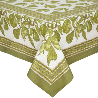 Premium French Tablecloth - Couleur Nature Orchard Pear Green - Elegant Dining Decor for Weddings, Parties & Home Decor