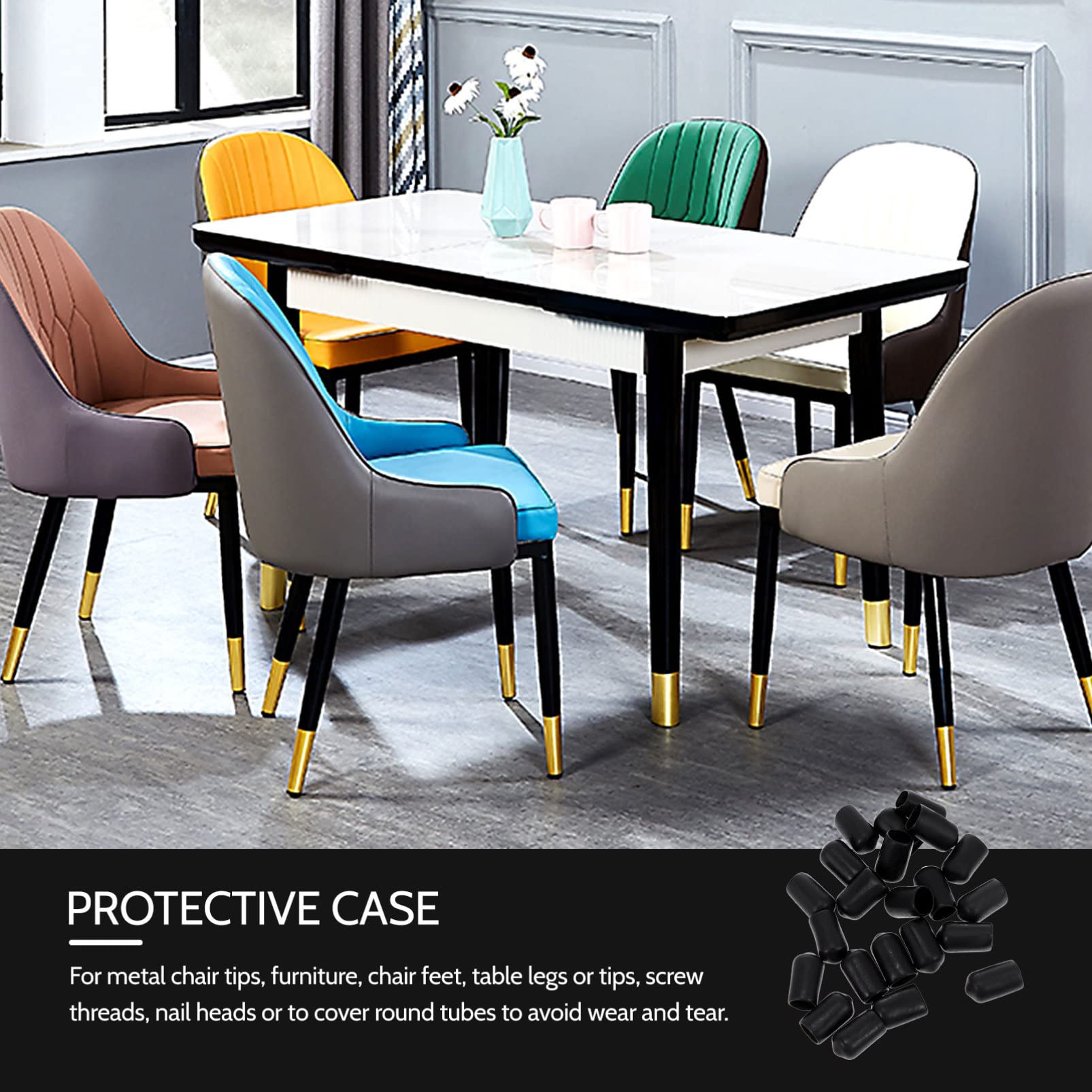 DOITOOL 600-Pack Floor Chair Leg Caps - Metal Screw Protectors for Furniture, Desk, Stool & Table Legs - Flexible Pipe End Covers (Various Sizes) - Perfect for Home, Office & Restaurant Use