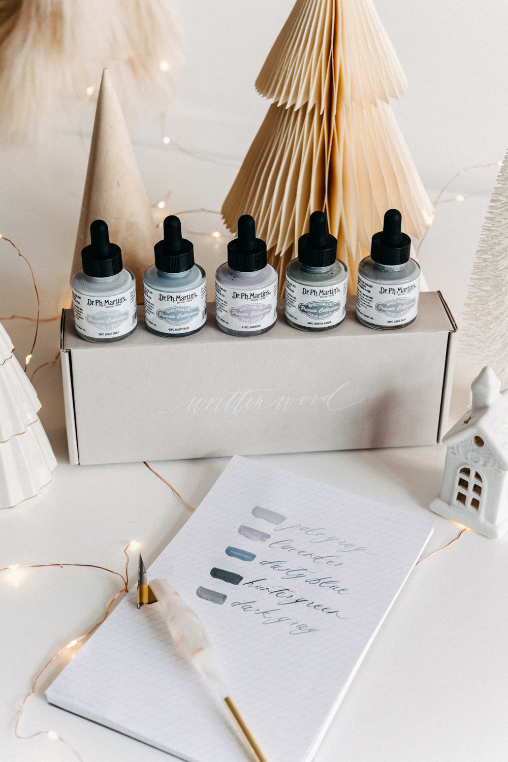 Premium Cool Tone Calligraphy Ink Set - 5 Vibrant Colors for Modern Hand Lettering, Brush Pen Art & DIY Stationery - Perfect for Wedding Invitations, Greeting Cards & Scrapbooking