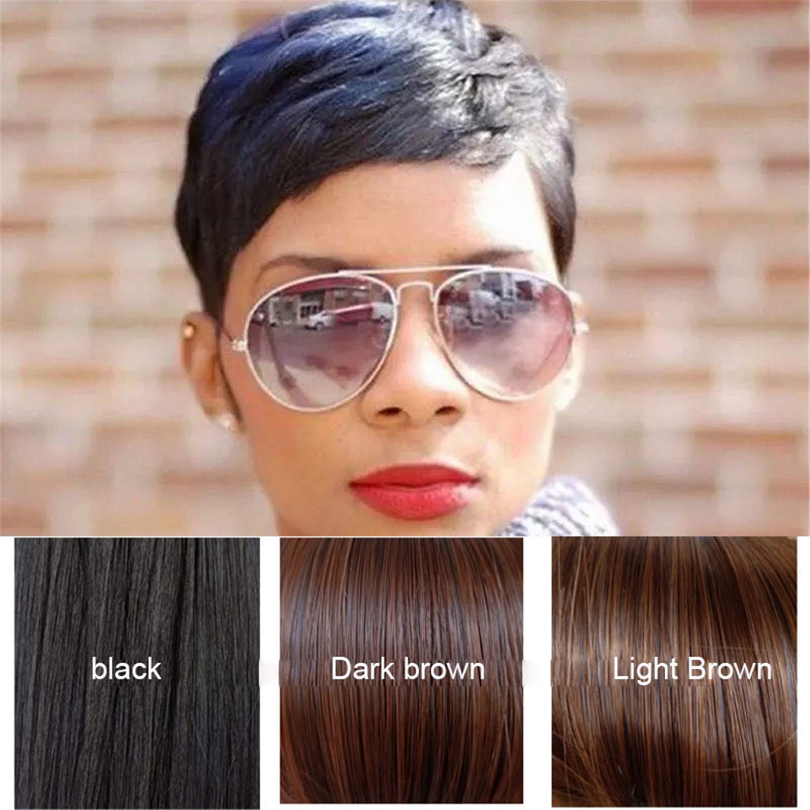 Andongnywell Short Straight Human Hair Lace Front Wig for Black Women - Pre Plucked Hairline with Baby Hair - Perfect for Daily Wear, Cosplay & Special Occasions