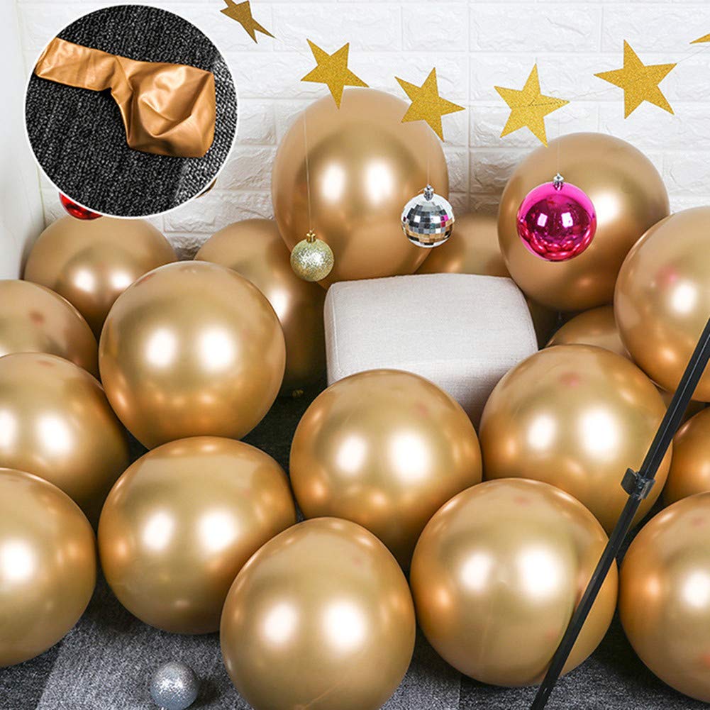 50 Pack 12 Inch Gold Chrome Metallic Latex Balloons for Birthday, Wedding, Engagement, Anniversary, Christmas & Party Decorations - Perfect for Indoor & Outdoor Celebrations, Photo Backdrops & Festive Events