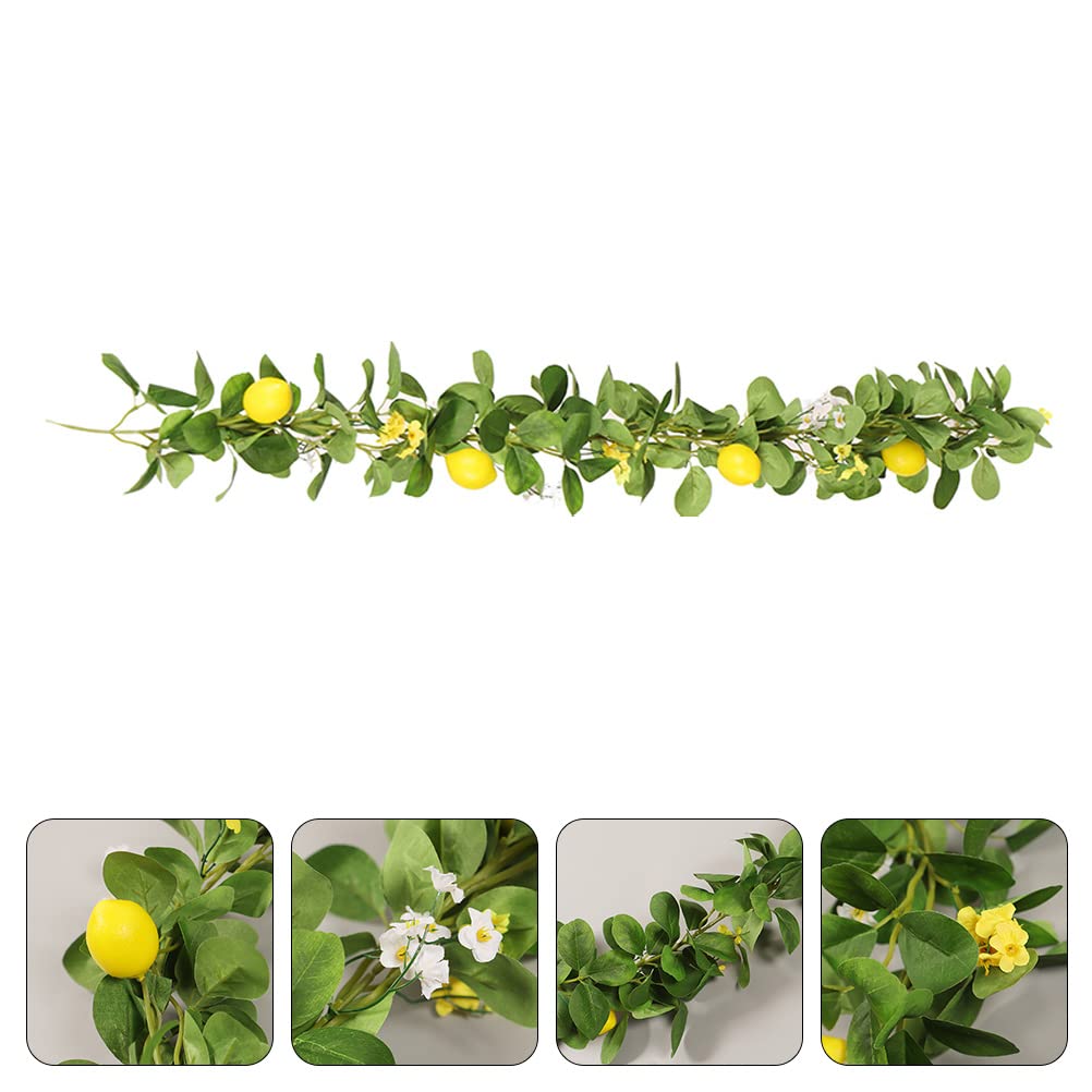 Bestoyard Artificial Lemon Garland - Faux Lemon Wreath with Green Leaves for Wedding, Spring & Home Decor - Yellow Silk Flower Branch for Door Hanging, Table Centerpiece & Wall Decoration