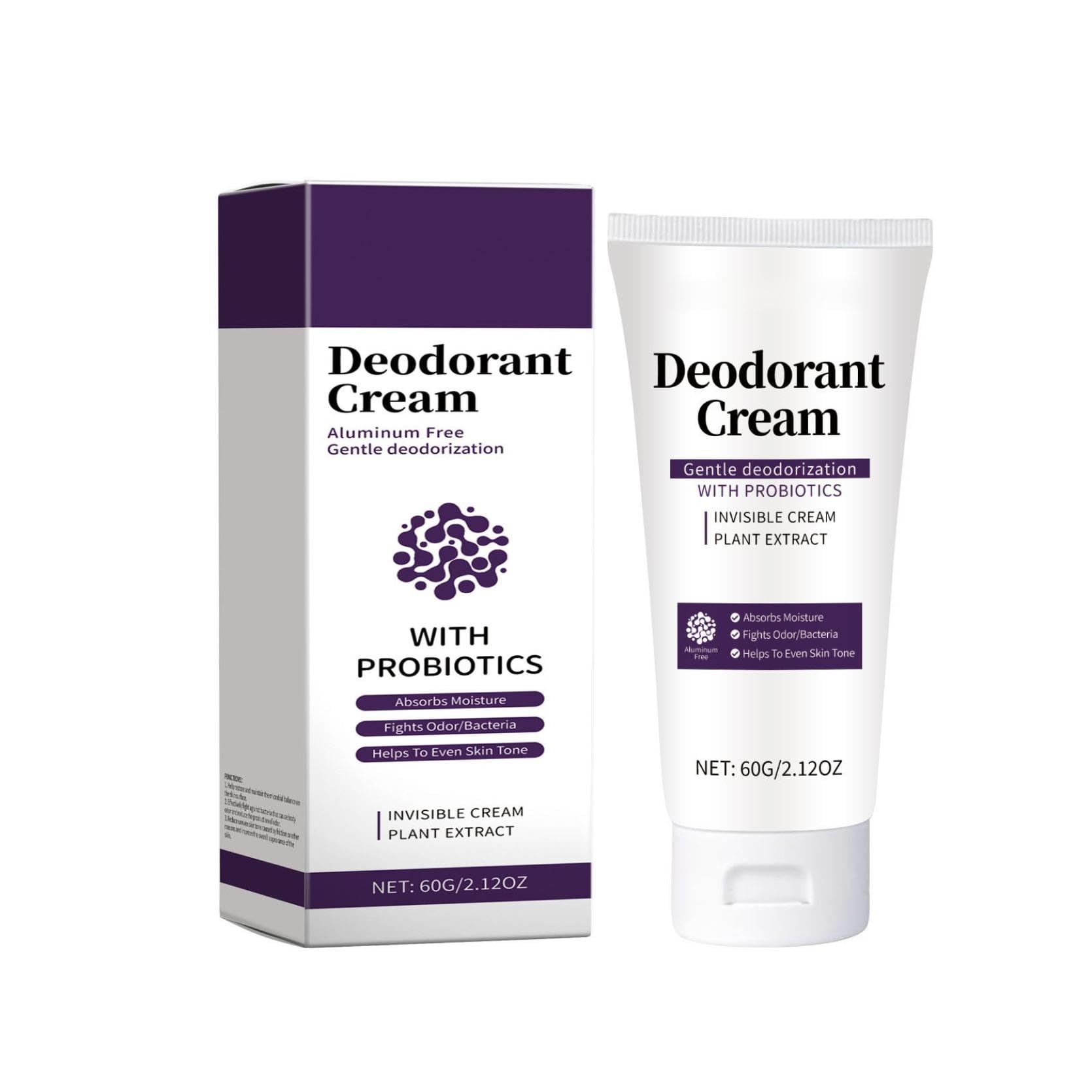 Natural Aluminum Free Deodorant Cream for Women - Refreshing, Non-Greasy Body Care (60g) - All-Day Freshness for Workouts & Daily Use