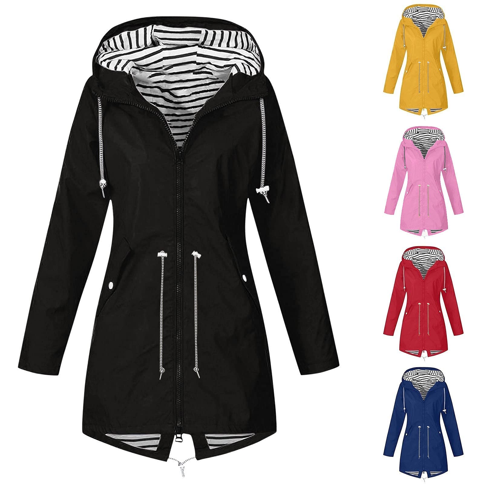 Women's Waterproof Rain Jacket - Lightweight Windbreaker with Hood, Packable Travel Jacket for Hiking, Commuting & Outdoor Activities (Plus Size Available)