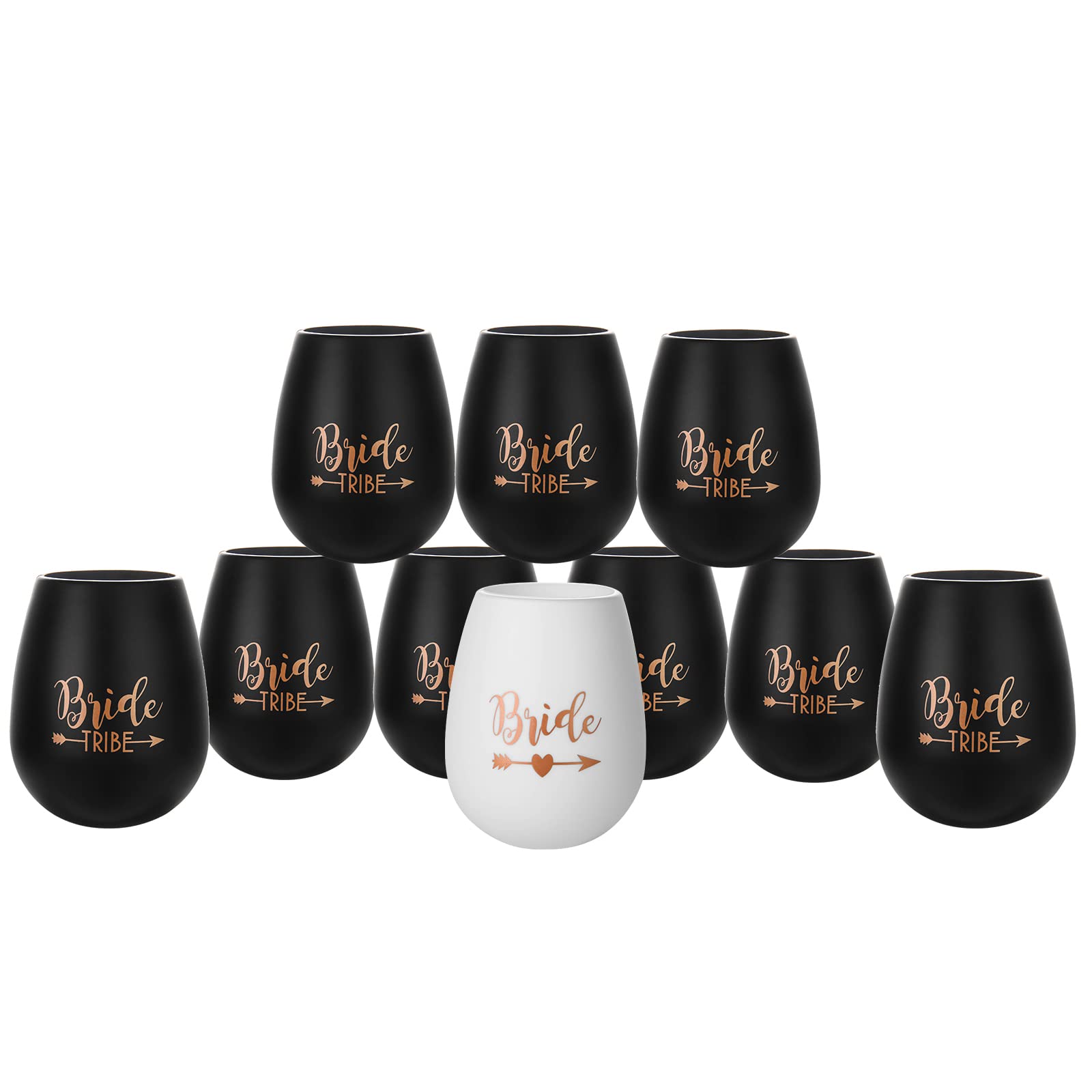 Bachelorette Party Wine Glasses - 10-Pack Silicone Cups for Bride Tribe & Bridesmaids, Wedding Party Favors & Bridal Shower Gifts (Black) - Perfect for Bachelorette Parties, Bridal Showers & Wedding Celebrations