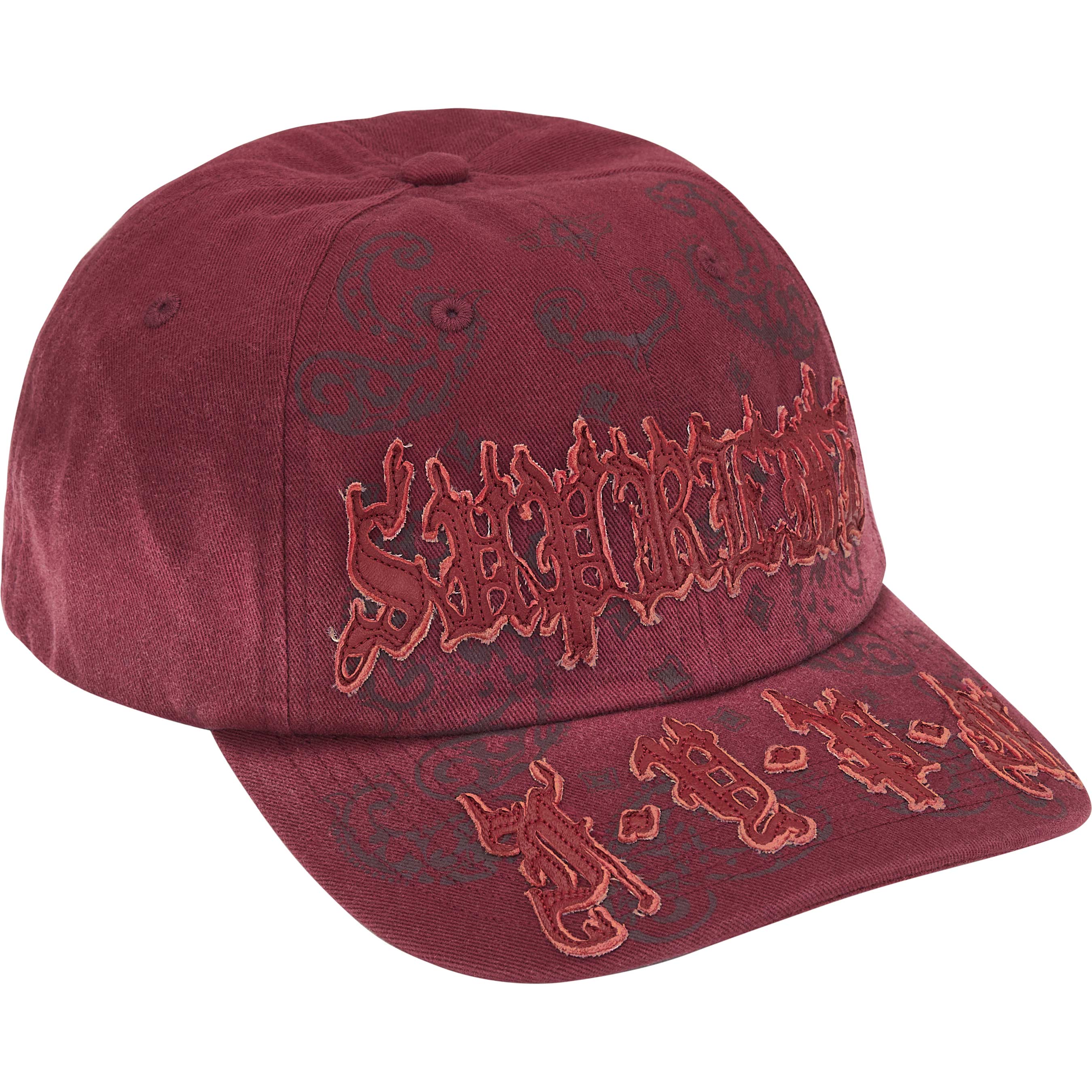 Supreme Leather Applique 6-Panel Maroon Baseball Cap - Stylish Unisex Hat for Men & Women - Perfect for Streetwear, Casual Outfits and Sports Events
