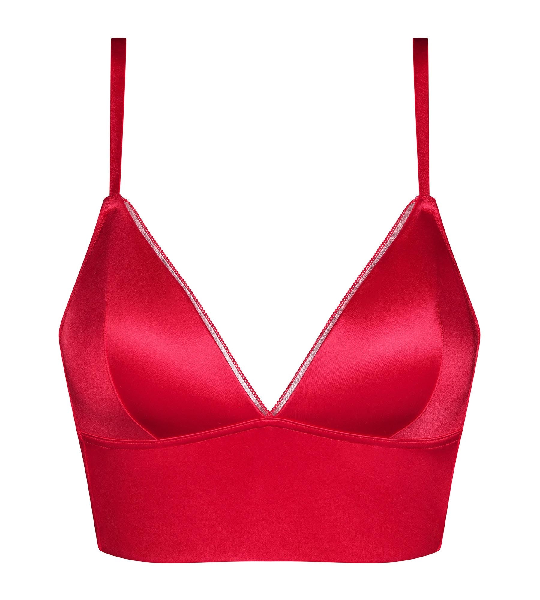 Red Satin Triangle Bralette - Microfiber Comfortable Wireless Bra by Dim Chéri | Perfect for Yoga, Lounge & Everyday Wear