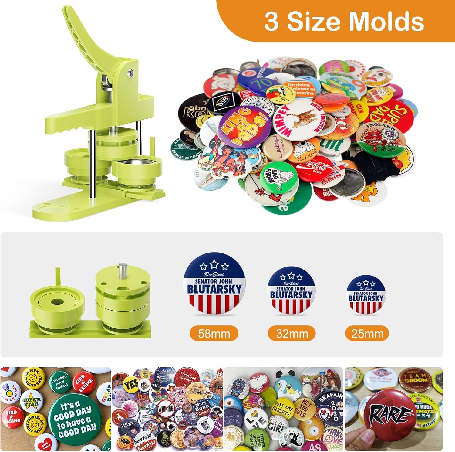 Professional Button Maker Machine Kit - 330 Sets with 1