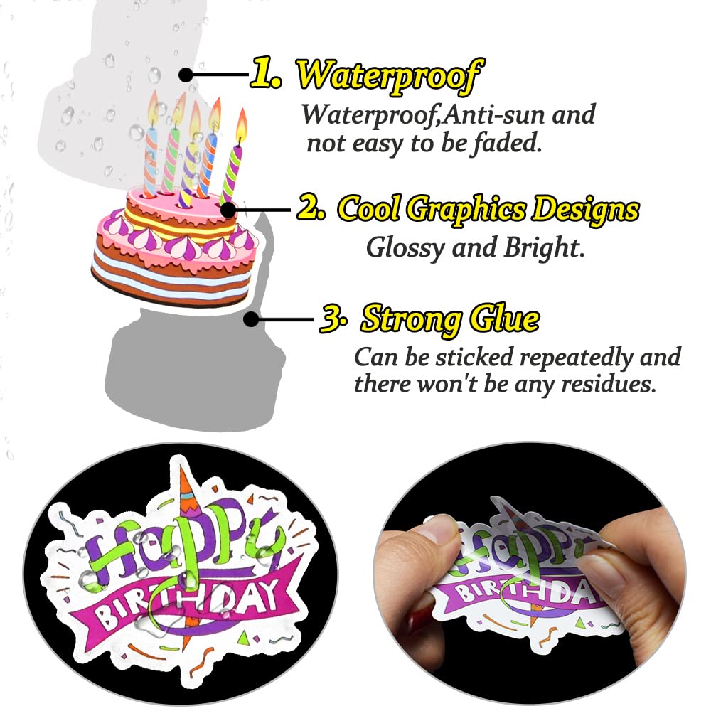QTL Waterproof Stickers for Kids - 50PCS Cute Party Stickers for Scrapbooking, Birthday Cards, Classroom Rewards & Student Activities | Perfect for DIY Crafts, School Projects & Party Favors