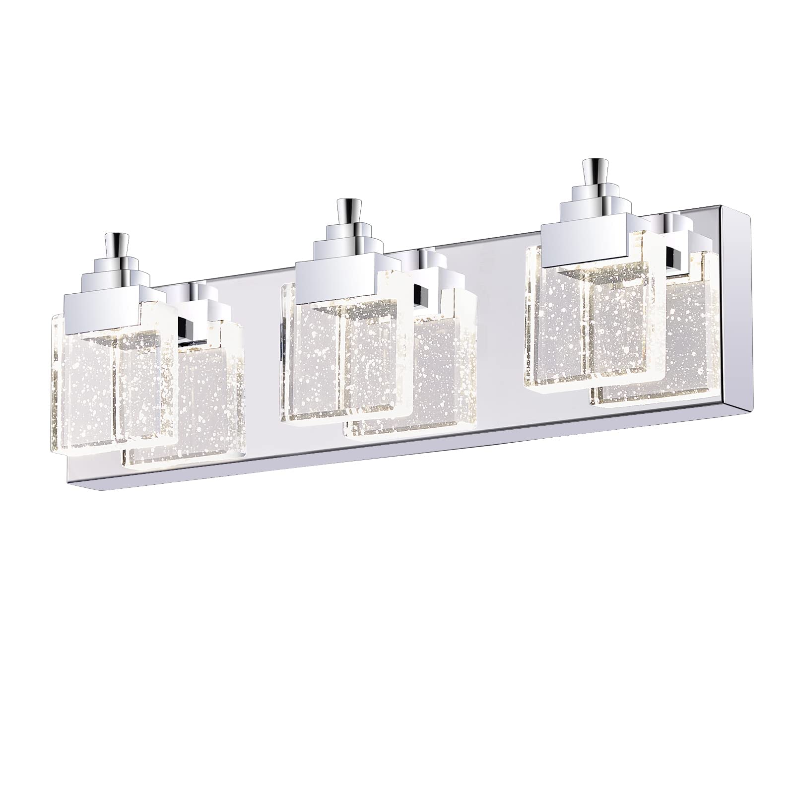 Dimmable LED Vanity Light for Bathroom - 3 Lights Crystal Fixture (4500K White) for Mirror & Dressing Table
