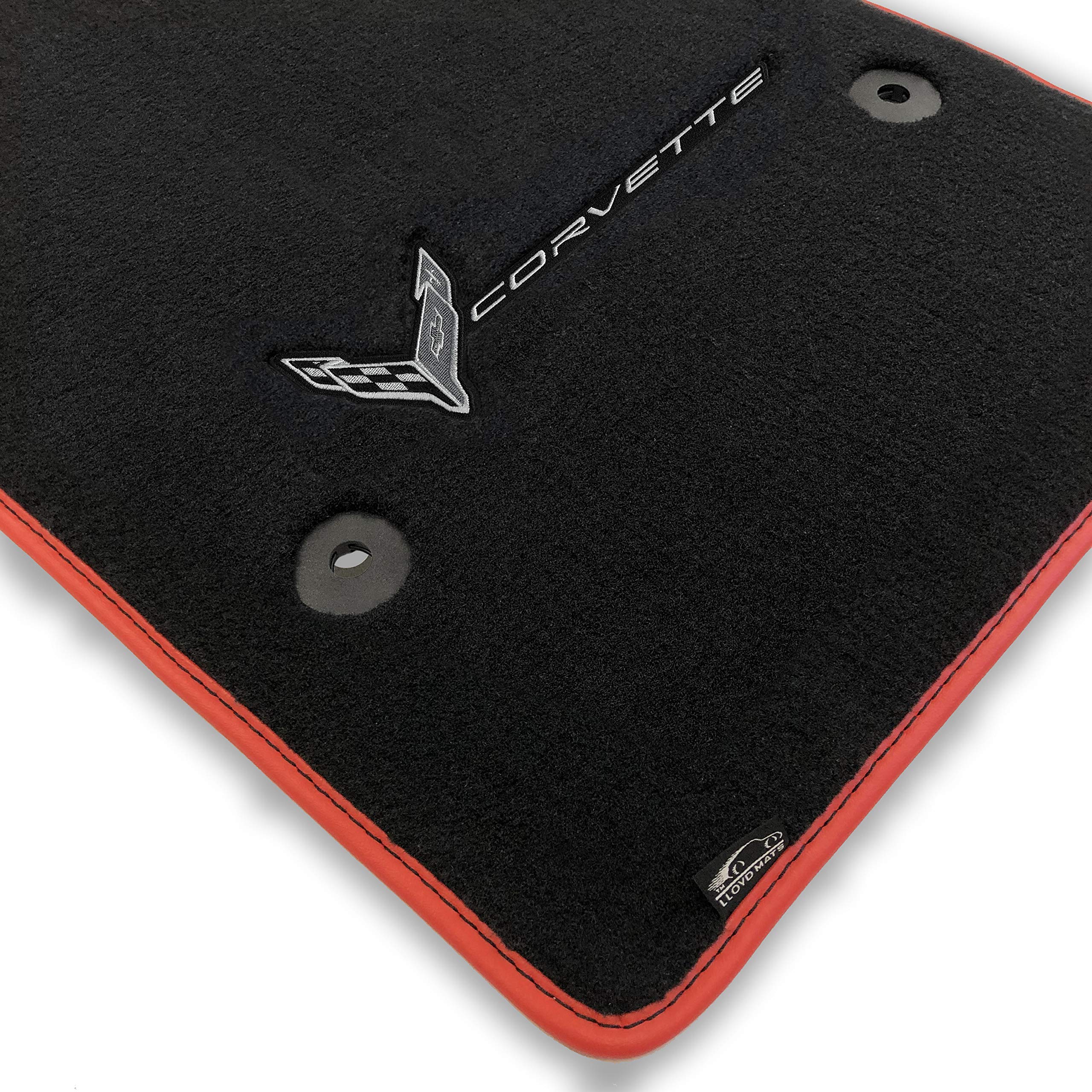 Premium Custom-Fit Carpeted Floor Mats for Corvette C8 2020-2024 - Luxury Car Floor Liners (2-Piece Set, Charcoal with Chrome Corvette Logo) - Perfect for Coupe & Convertible Models - Enhance Your Driving Comfort & Interior Style