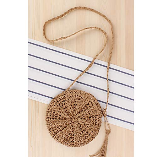 Teeya Women's Straw Crossbody Bag - Boho Woven Shoulder Purse for Summer, Beach, Travel & Everyday Use | Round Handbag for Casual Outings, Vacations & Festivals
