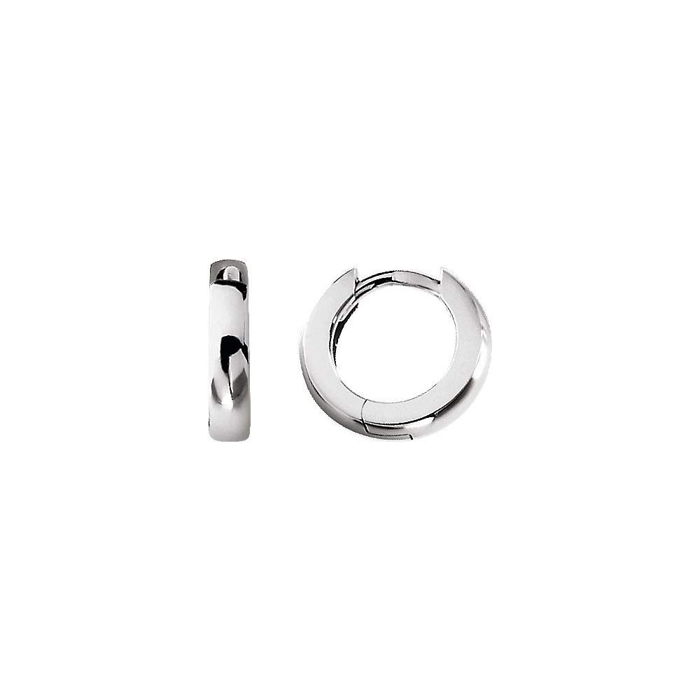 12mm Solid Platinum Hinged Hoop Huggie Earrings for Women (12mm x 2.7mm) - Perfect for Everyday Wear, Weddings & Special Occasions