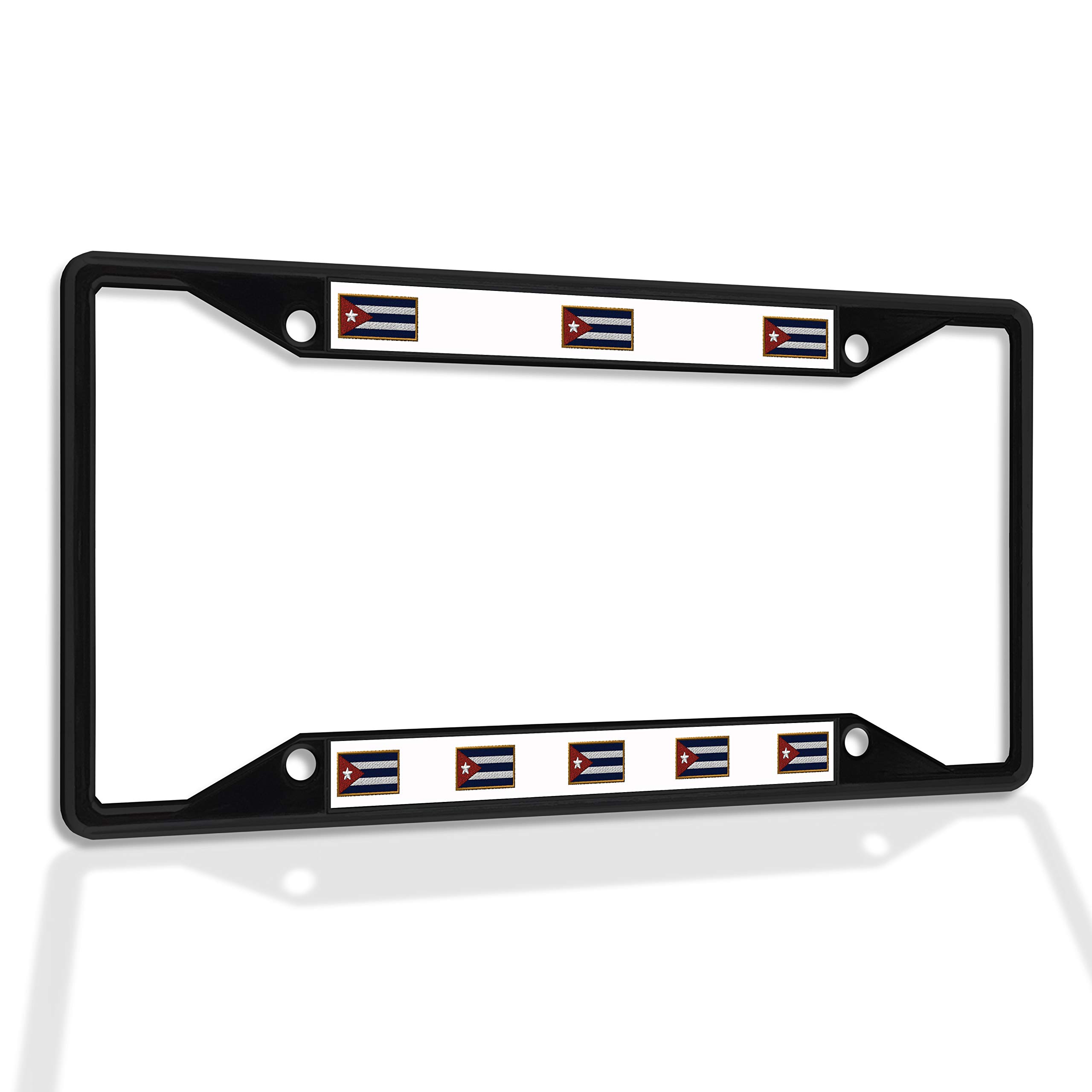 Premium Metal Insert License Plate Frame - Cuba Design, Weatherproof & Durable Car Accessories - Black 4-Hole Solid Insert for Cars, Trucks & SUVs - Perfect for Customization & Protection