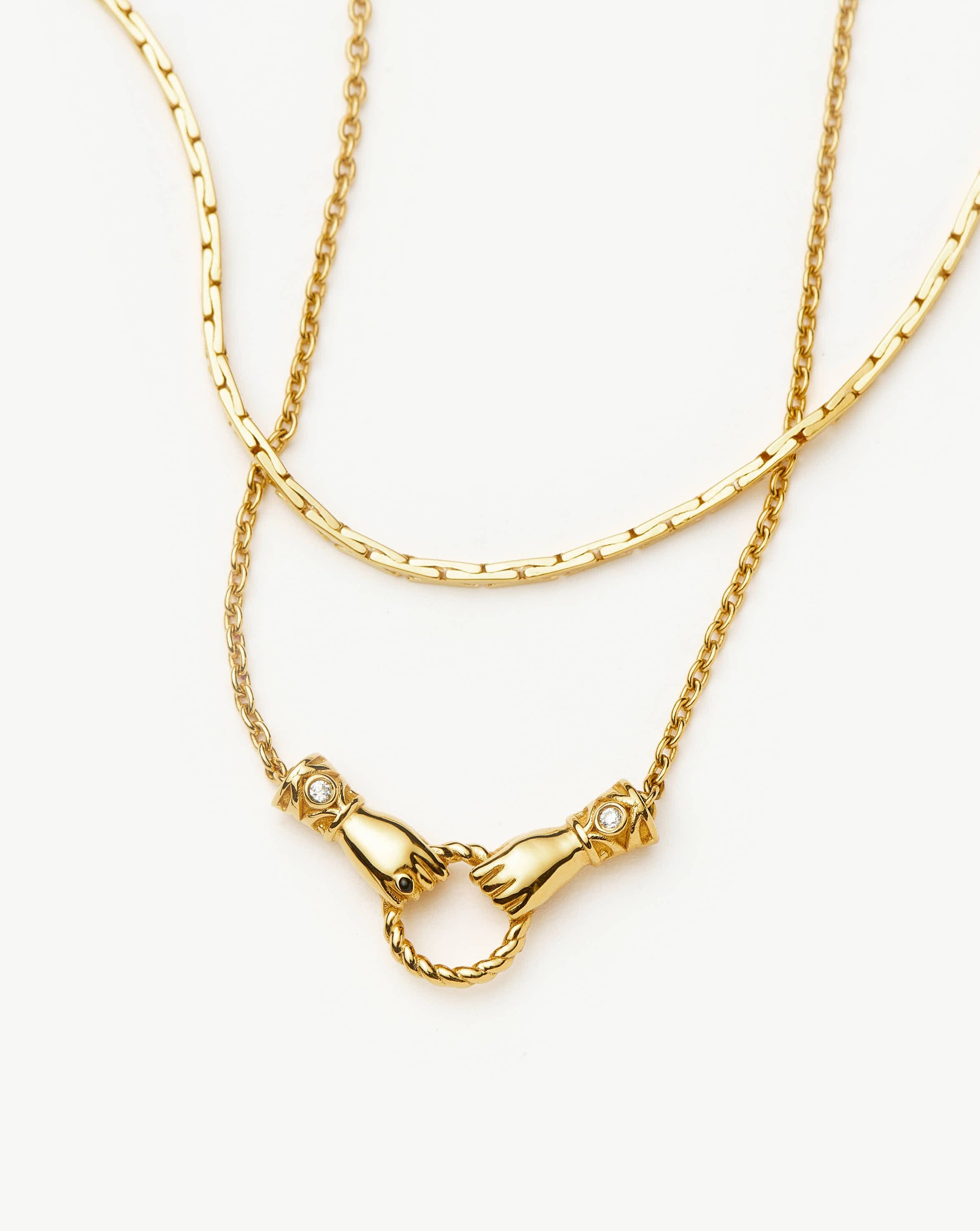 Harris Reed In Good Hands Chain Necklace Set - 18k Gold Plated Jewelry for Women, Dainty Layered Necklace Gift for Her | Perfect for Date Night, Parties & Special Occasions