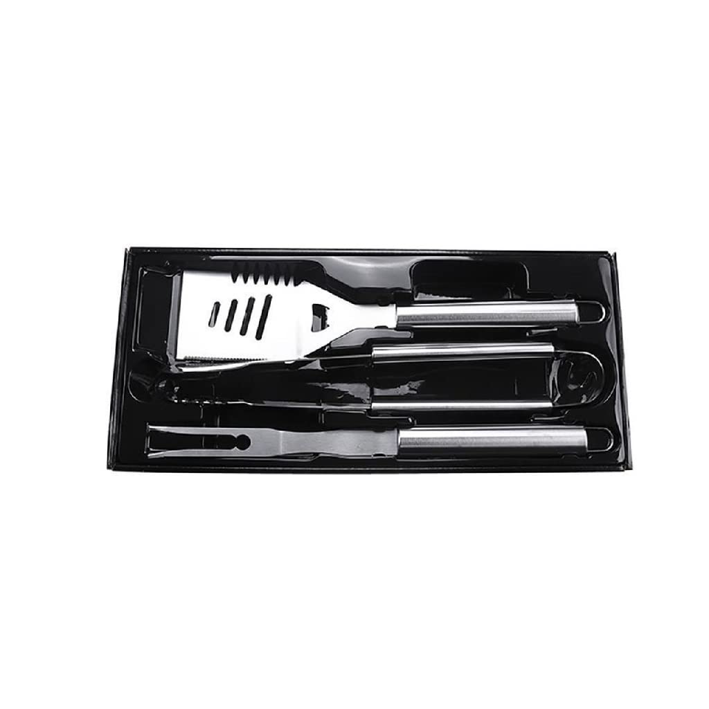 Premium GRETD 3-Piece Stainless Steel BBQ Grill Tool Set - Spatula, Fork & Tongs - Heavy Duty Outdoor Cooking Utensils for Grilling, Backyard BBQ & Camping