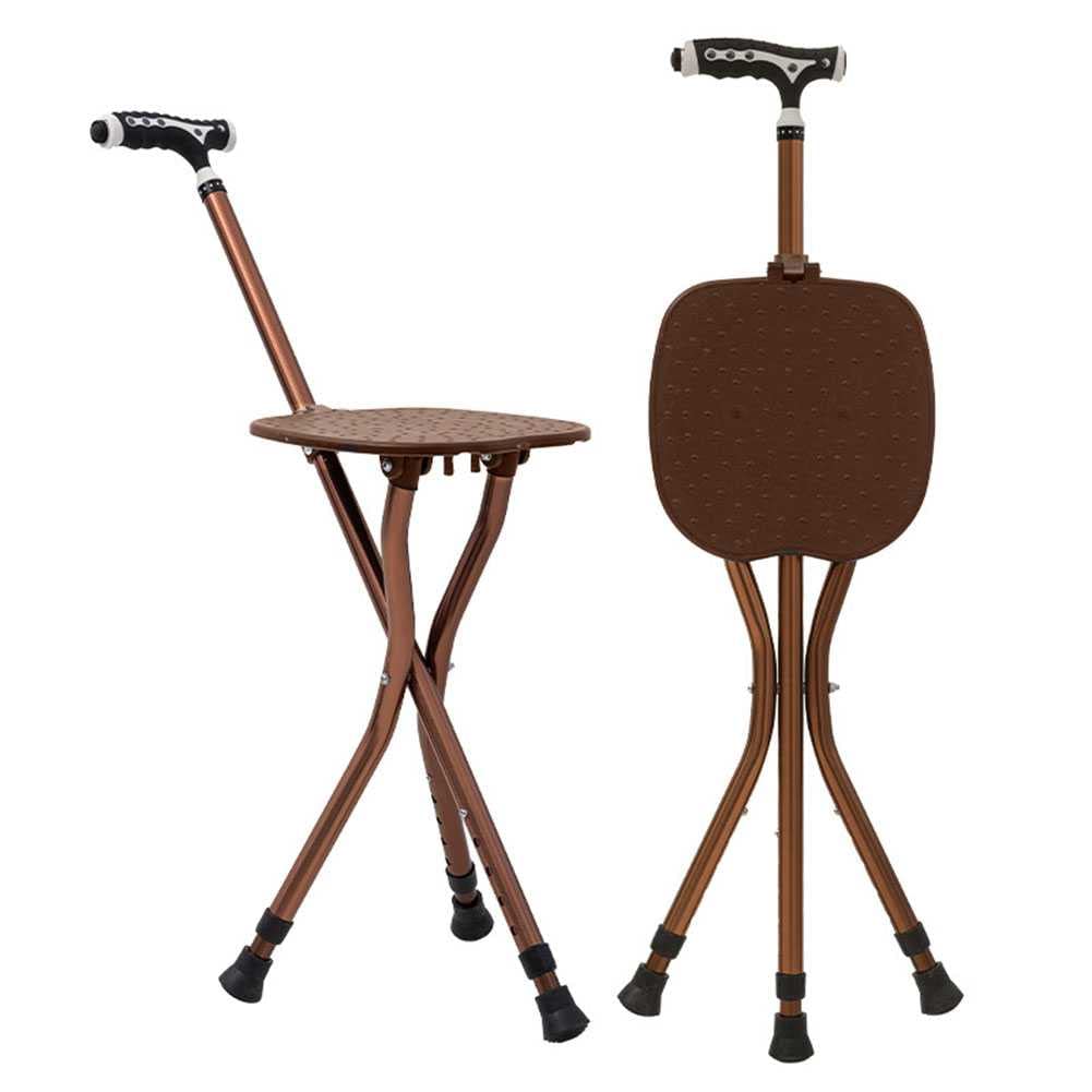Adjustable Folding Cane Seat with LED Light - 270 lbs Capacity Aluminum Alloy Walking Stick for Seniors - Retractable 3-Leg Design for Outdoor Travel & Hiking - Lightweight Mobility Aid for Park Walks, Shopping & Daily Use