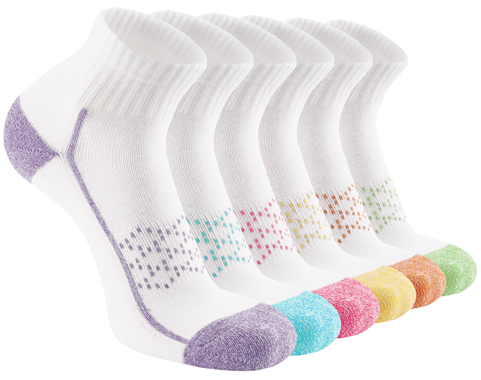 Hepsibah Women's Ankle Athletic Socks - 6 Pack Cotton Thick Cushioned Low Cut Running Socks for Workout, Jogging & Everyday Comfort
