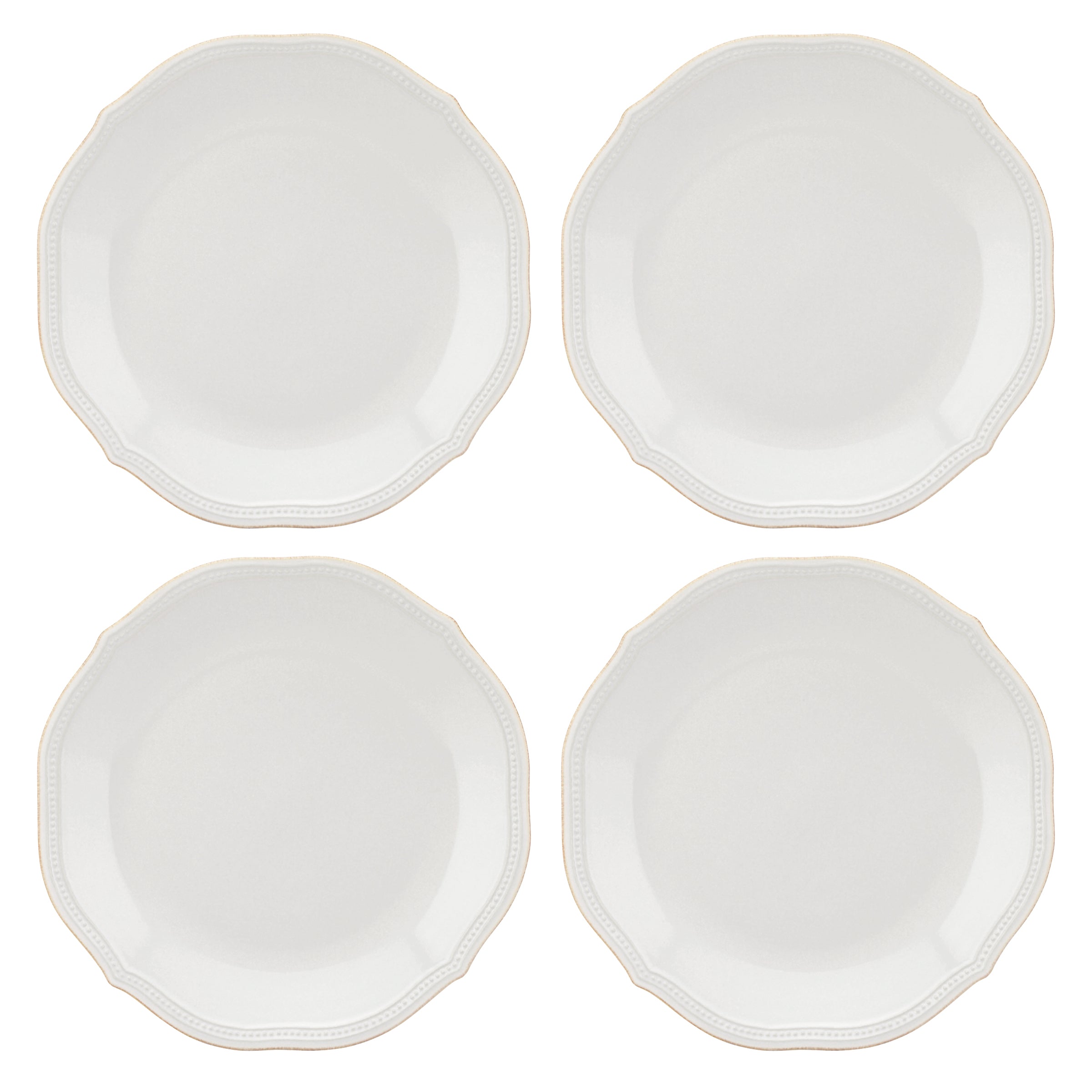 Elegant French Perle Bead Dinner Plates Set of 4 - Premium Porcelain Tableware for Formal Dining, Wedding & Special Occasions