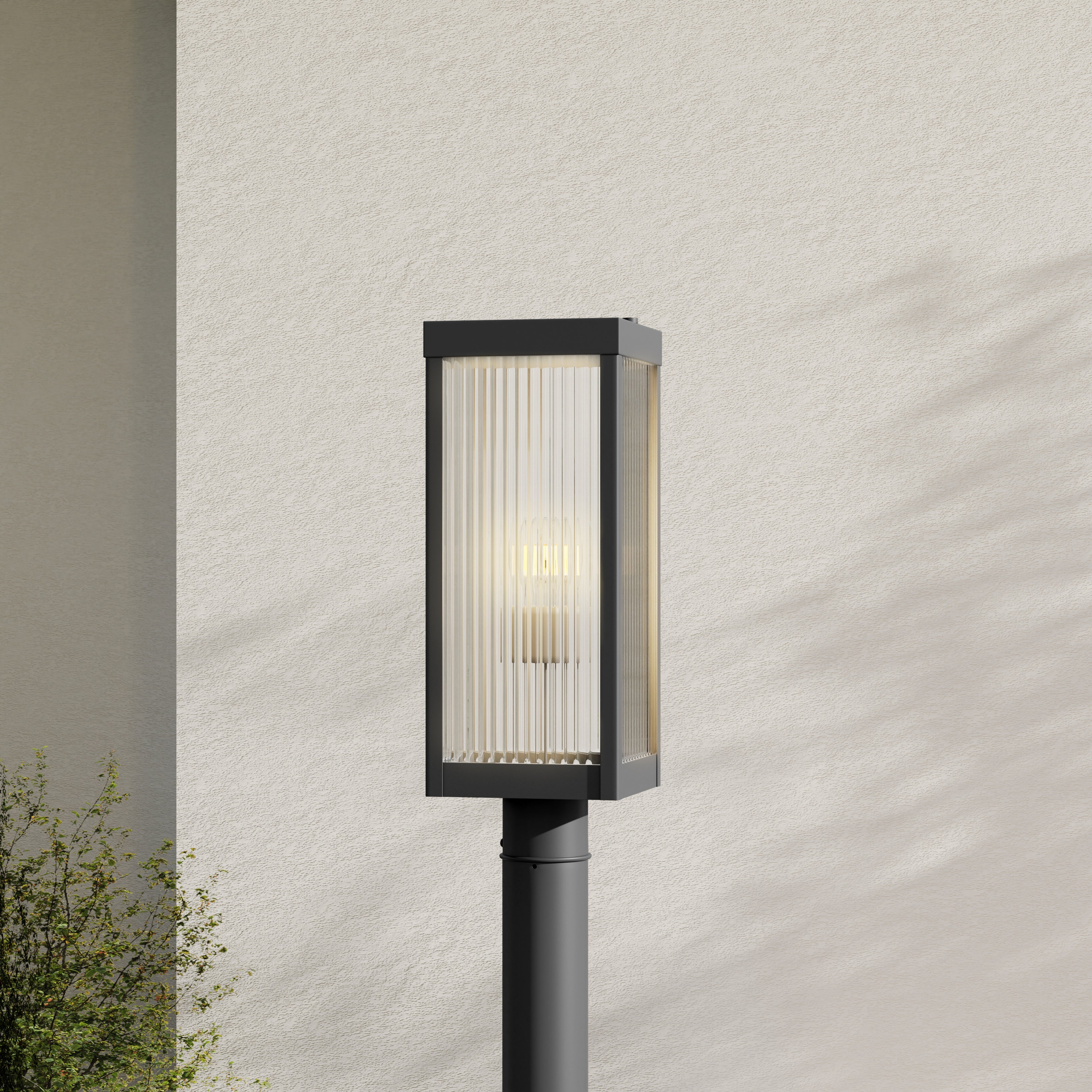 Felton Collection Outdoor One Light Post Lantern - Black Metal Wall Mounted Exterior Light Fixture for Porch, Garden, Patio & Driveway Lighting