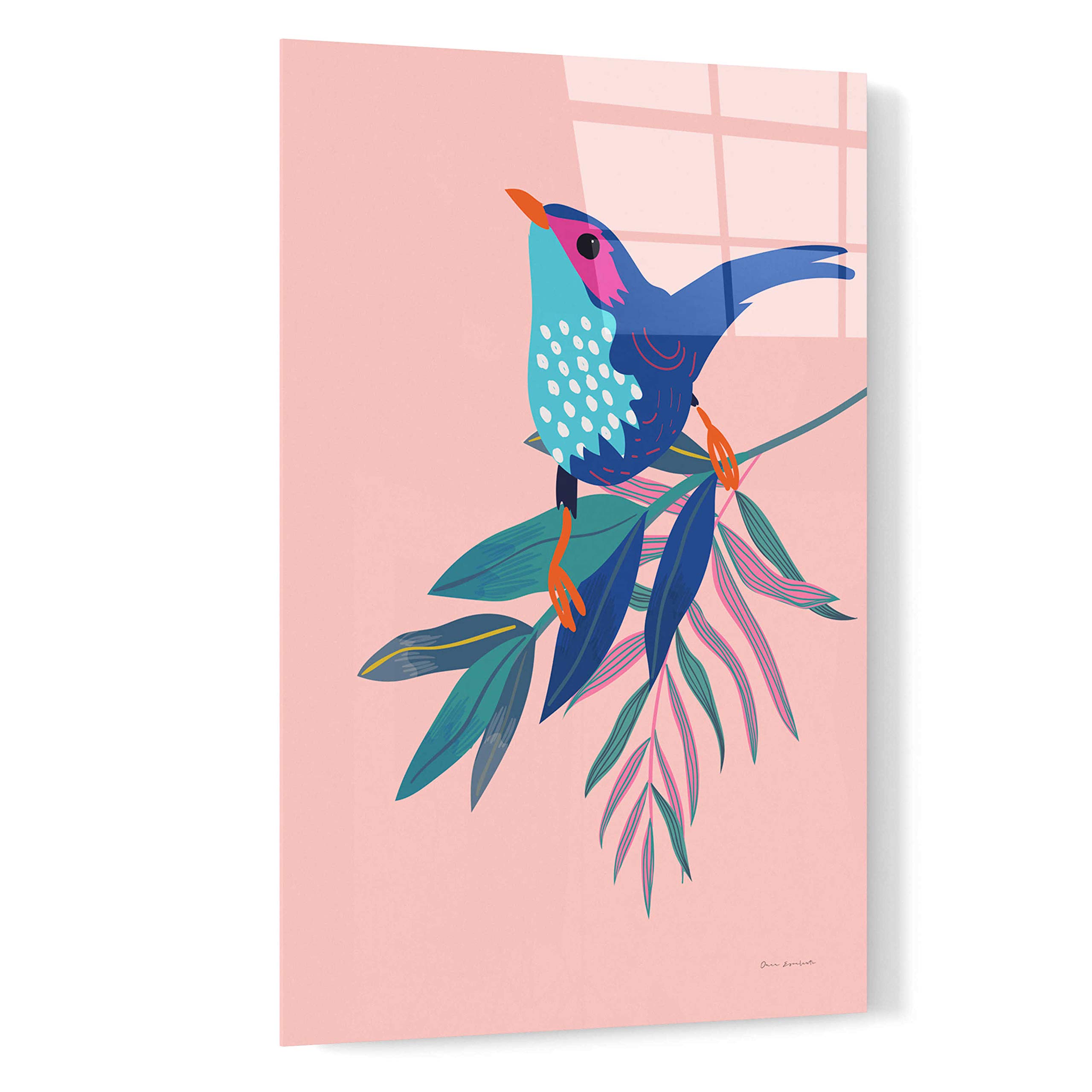 Exotic Birds IV by Omar Escalante - 16x24 Inch Vibrant Acrylic Glass Wall Art Painting - Perfect for Living Room, Bedroom & Office Decor