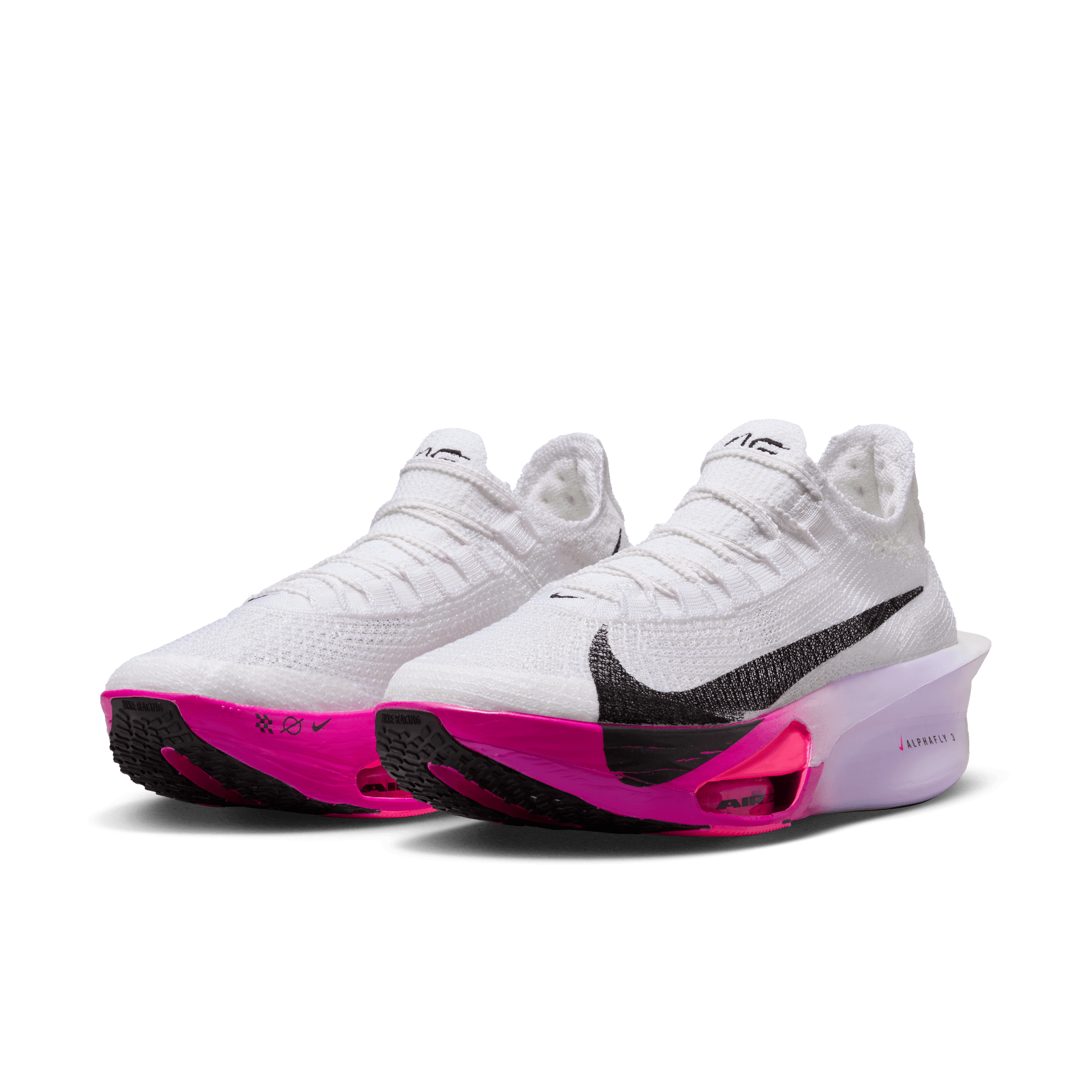 Nike Women's Alphafly 3 Running Shoes - White/Black Purple Agate Vivid Grape - Lightweight Racing Sneakers for Marathon Training & Road Running